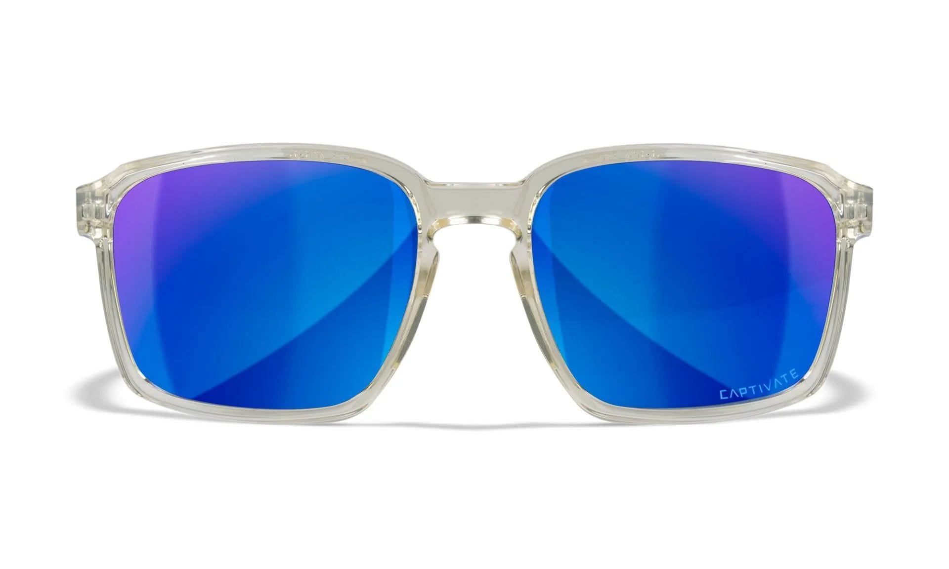 Wiley X Alfa Glasses - Captivate Polarized Blue Mirror/Gloss Clear Crystal