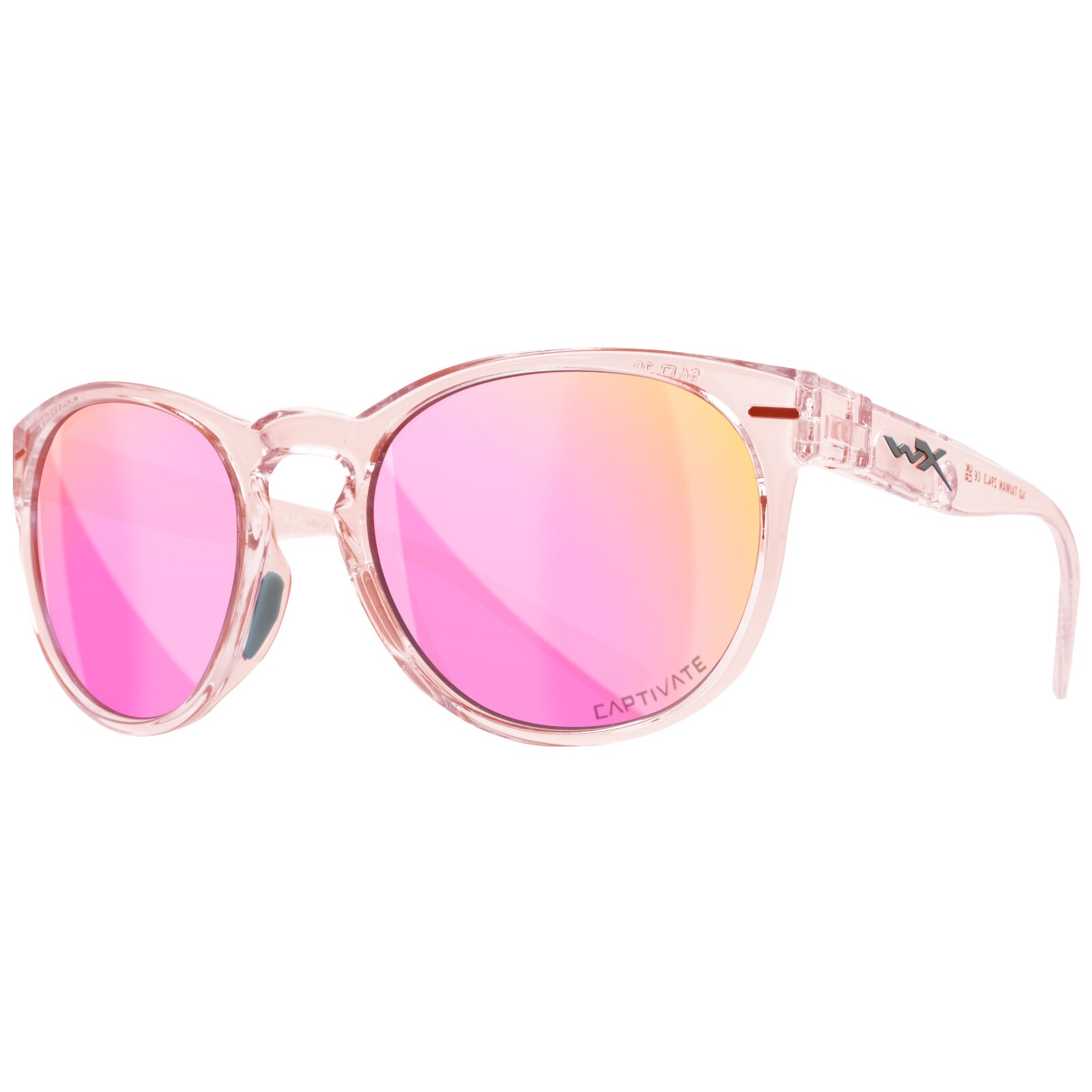 Wiley X Covert Women's Glasses - Captivate Polarized Rose Gold Mirror/ Gloss Crystal Blush