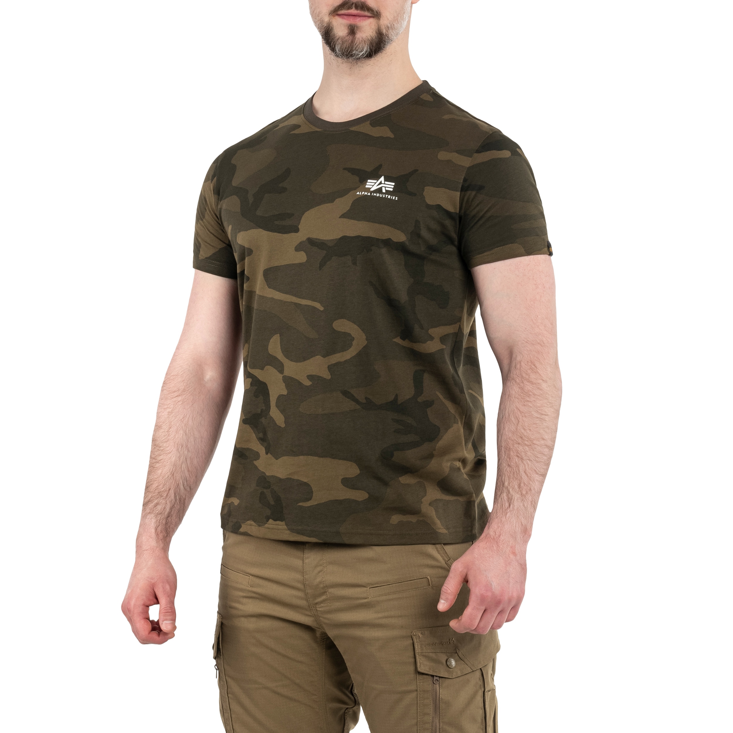 Alpha Industries Basic Small Logo T-Shirt - Olive Camo