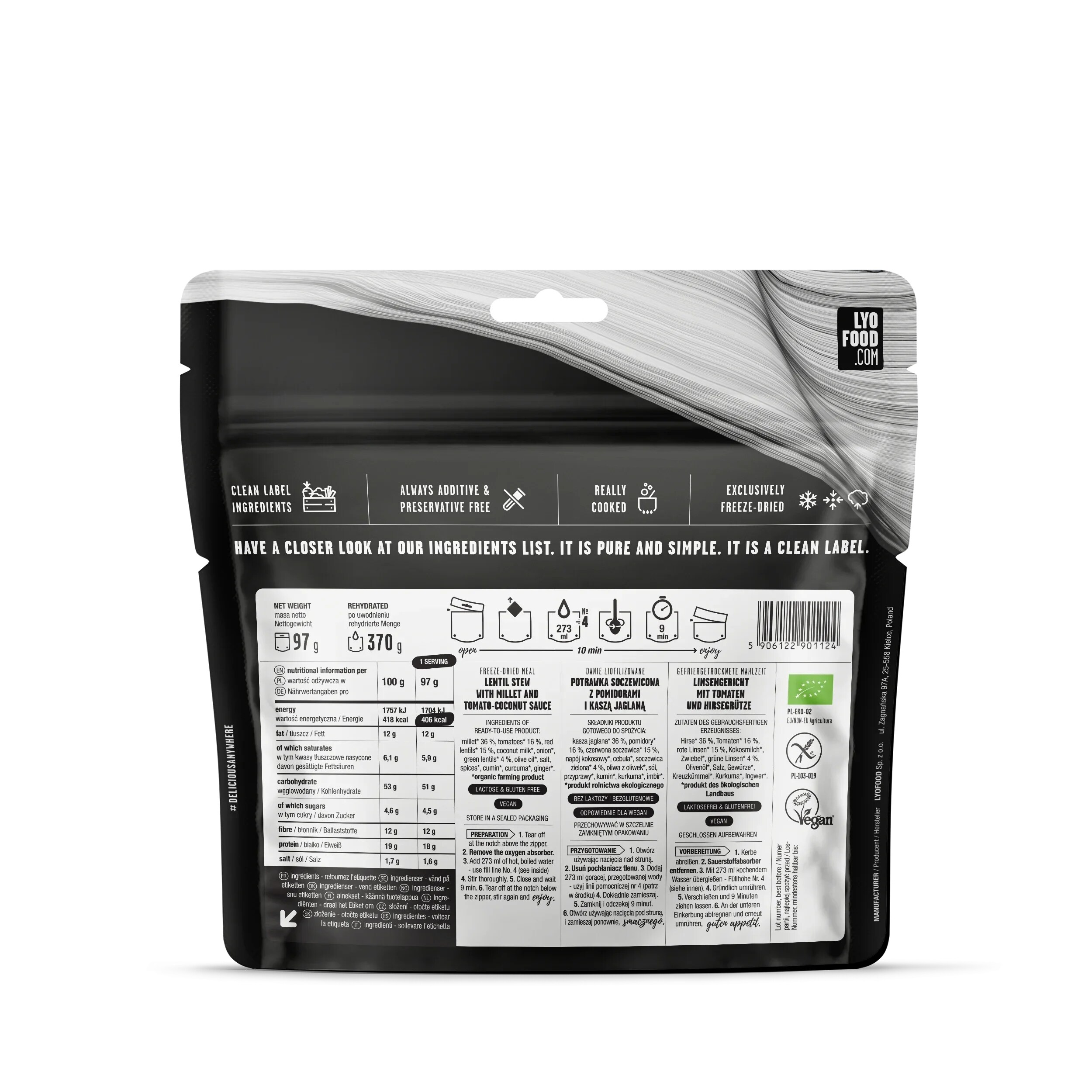 LYOFOOD 14-day Freeze-dried Food Package - vegetarian