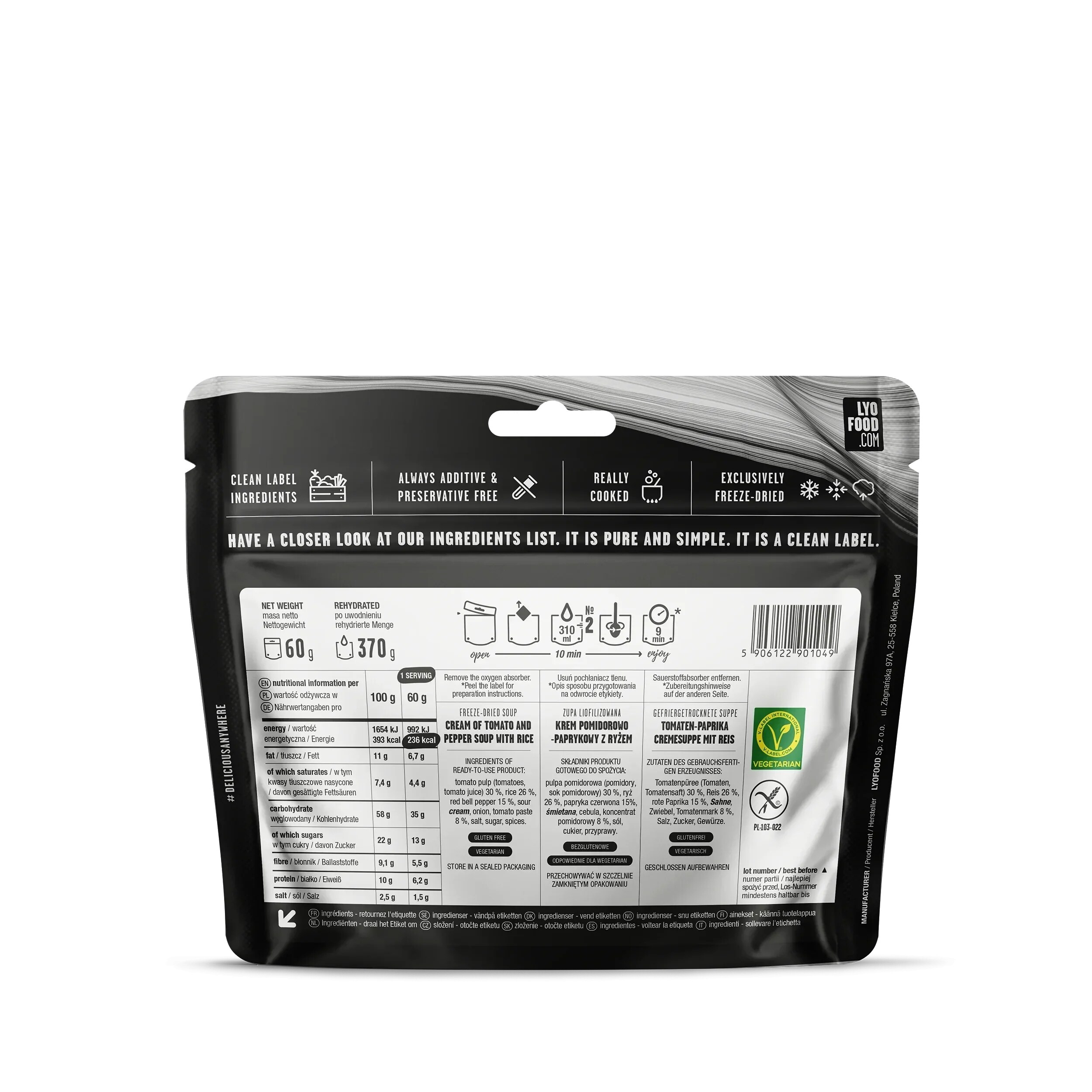 LYOFOOD 14-day Freeze-dried Food Package - vegetarian