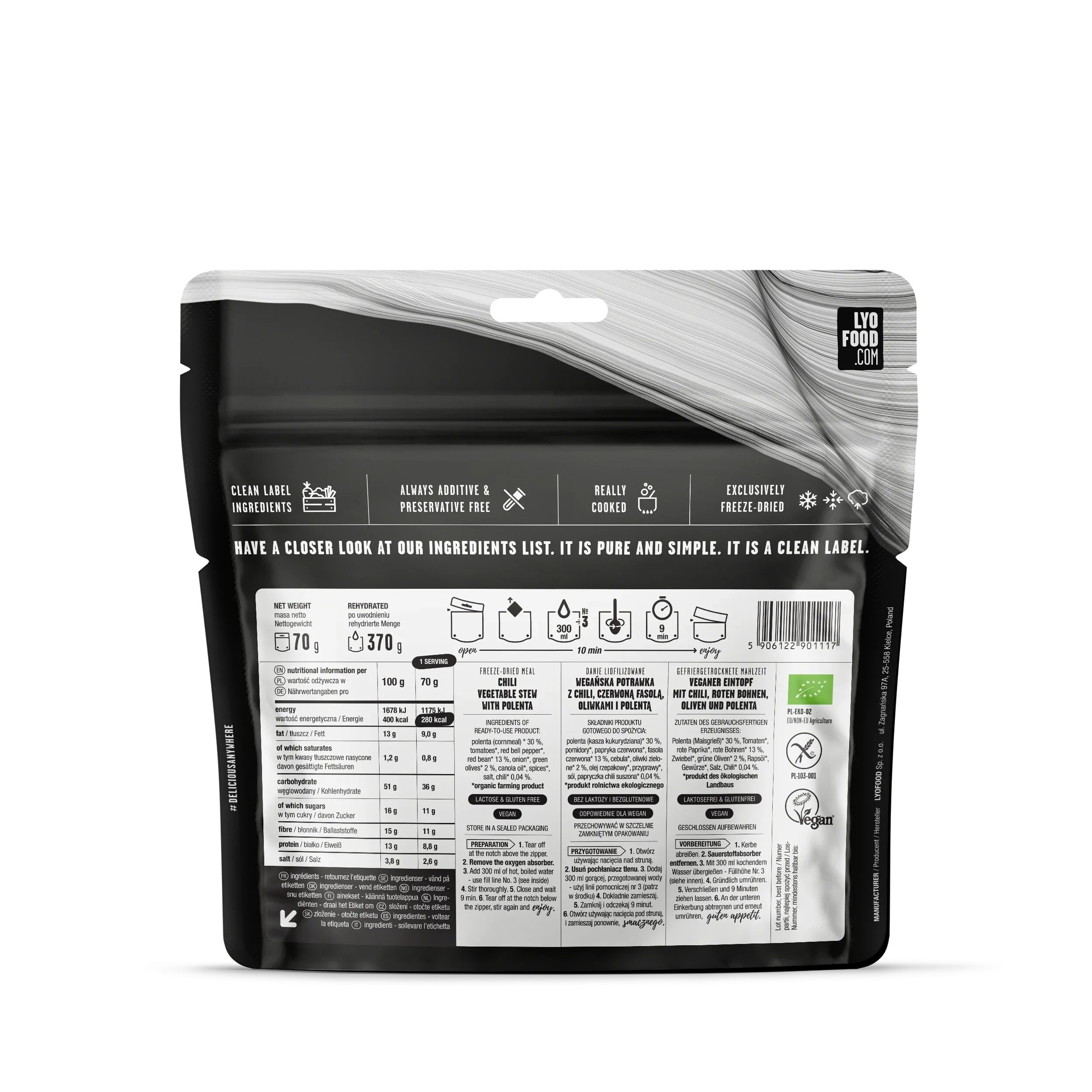 LYOFOOD 14-day Freeze-dried Food Package - vegetarian