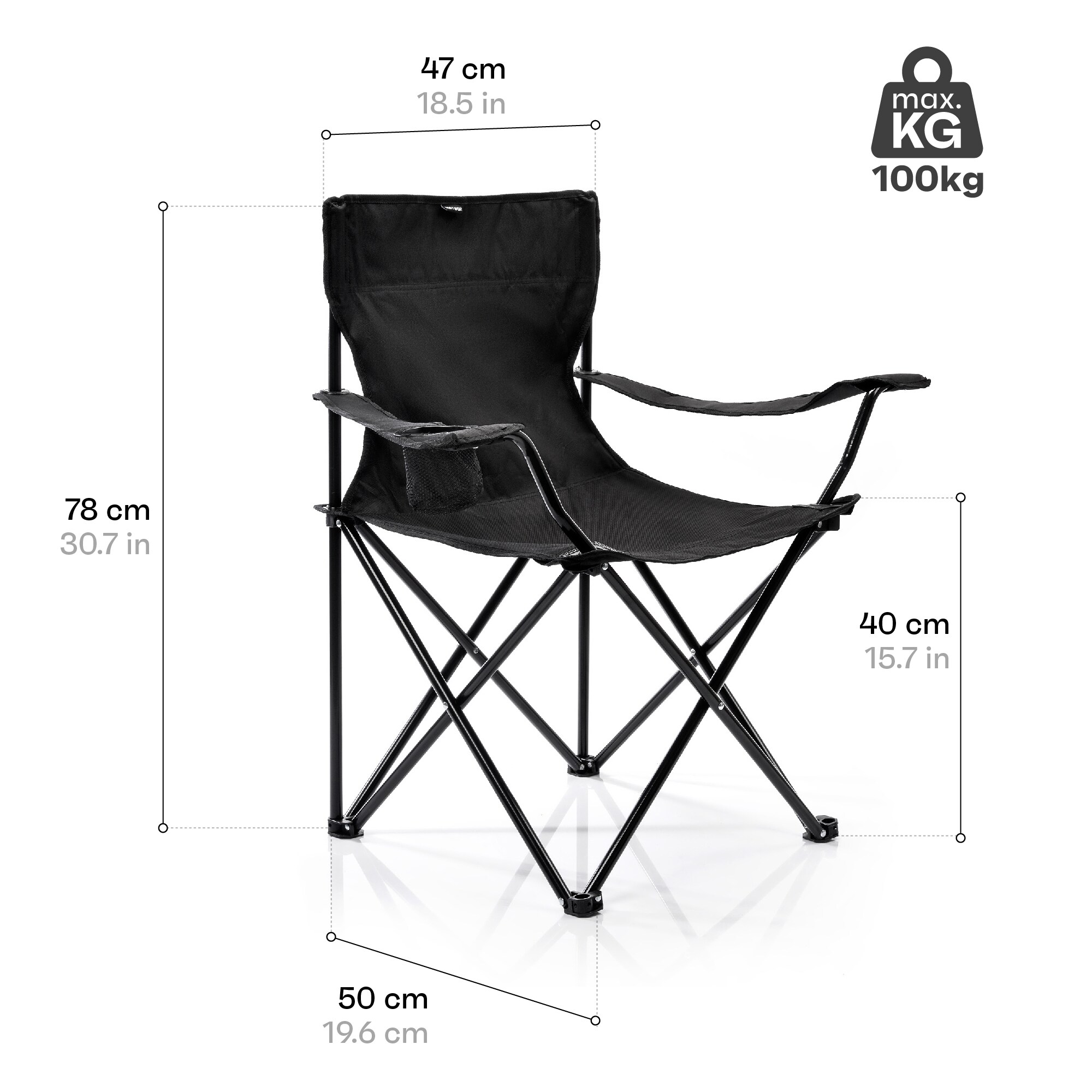 Meteor Quay Folding Travel Chair - Black