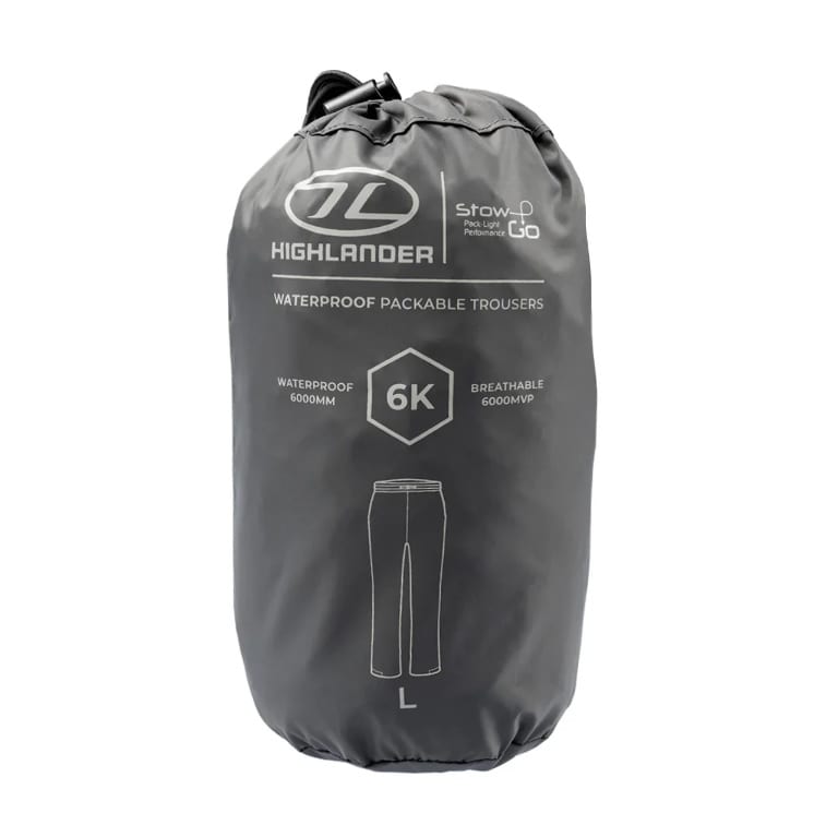 Highlander Outdoor Stow & Go Waterproof Trousers New - Charcoal