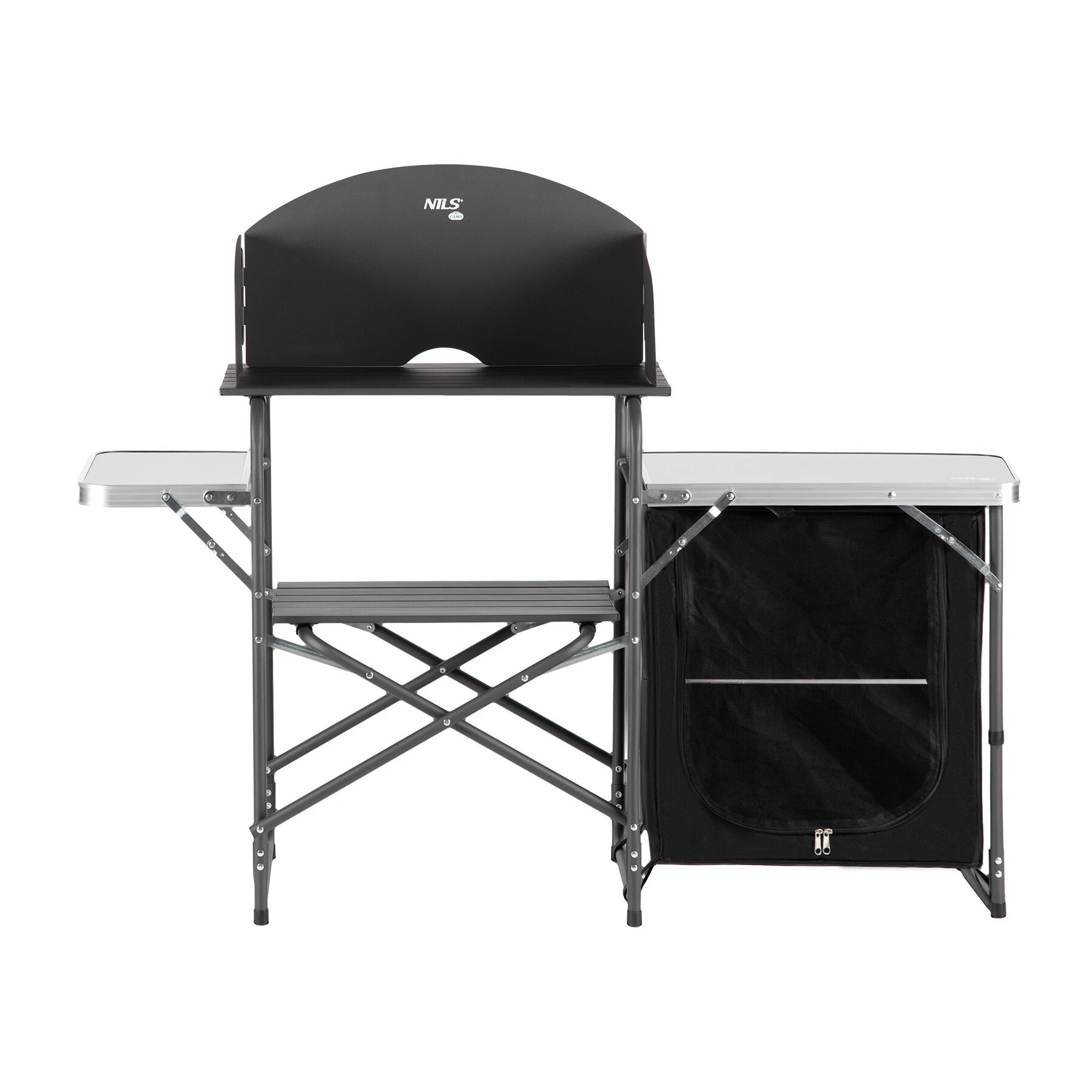 Nils Camp NC3041 Camping Cupboard with Wind Shelter - Black
