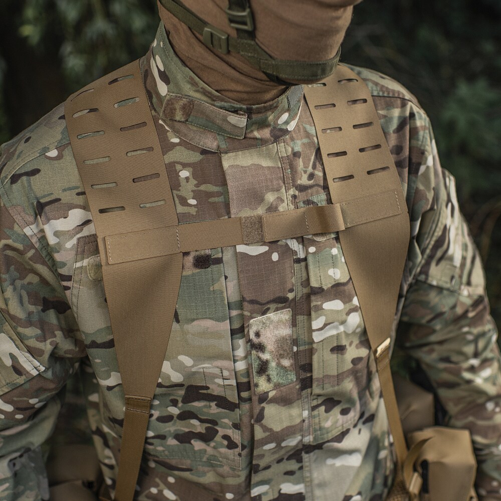 M-Tac Laser Cut Long Tactical Belt Suspenders - Coyote