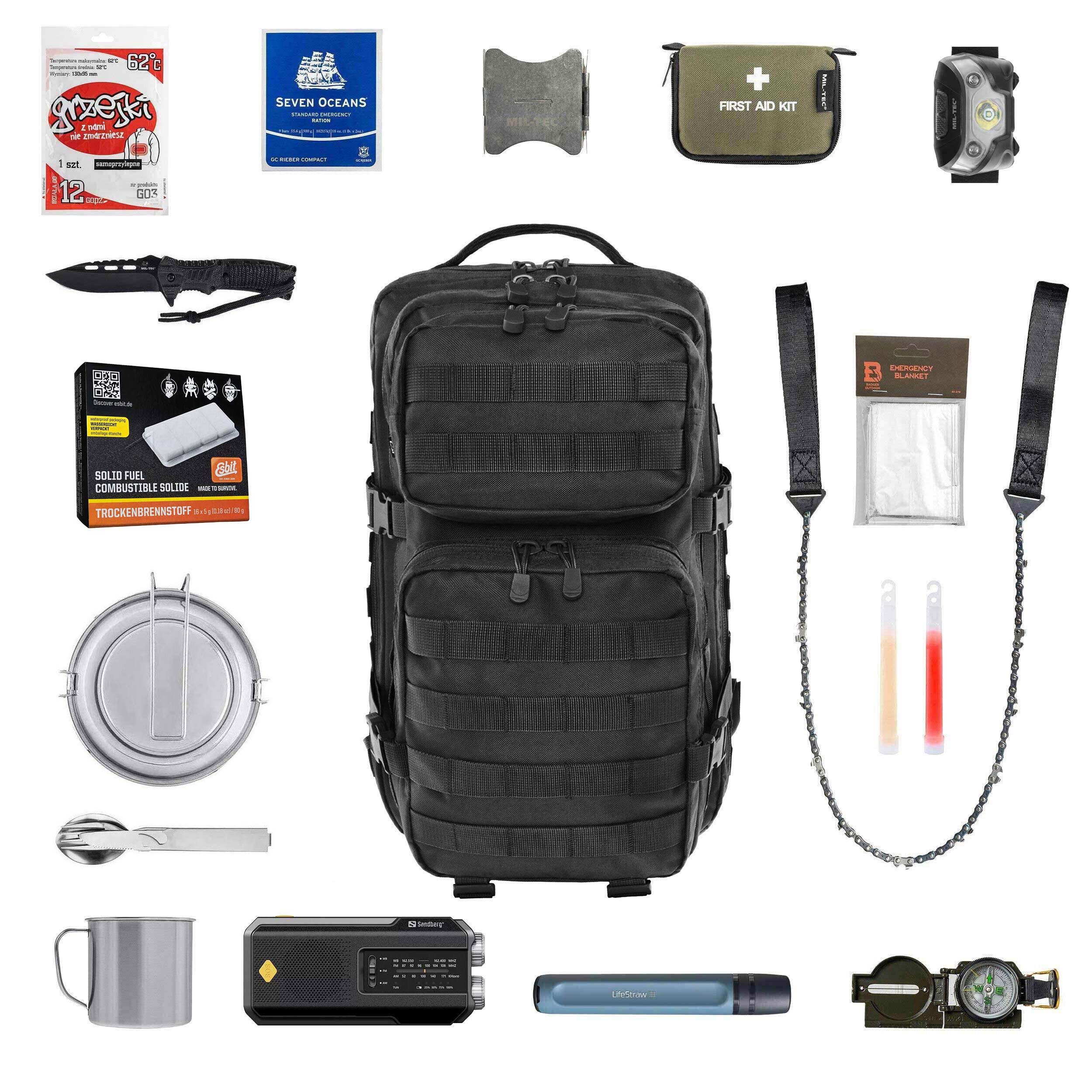 Brandit US Cooper 40 l Evacuation Backpack Black Large - with equipment