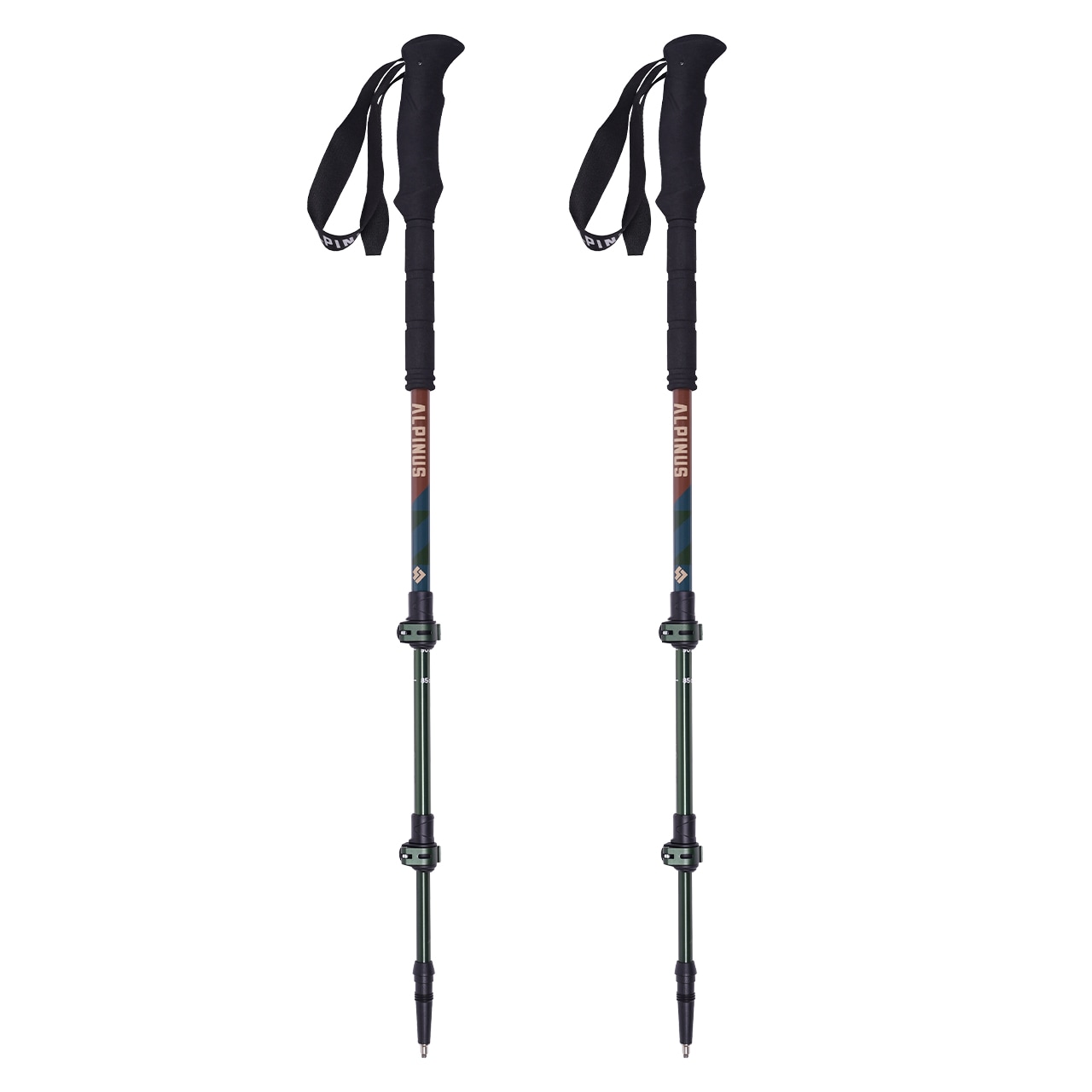 Alpinus Matterhorn Trekking Poles - Green-Brown
