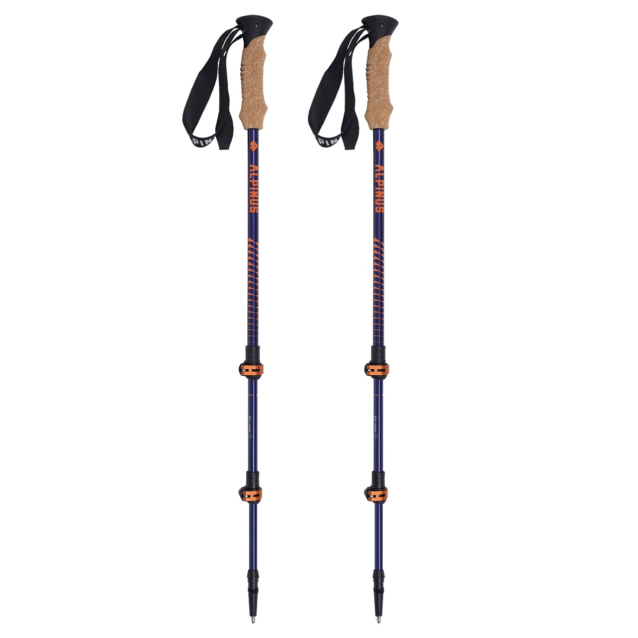 Alpinus Monte Rosa Trekking Poles - Navy Blue-Gold