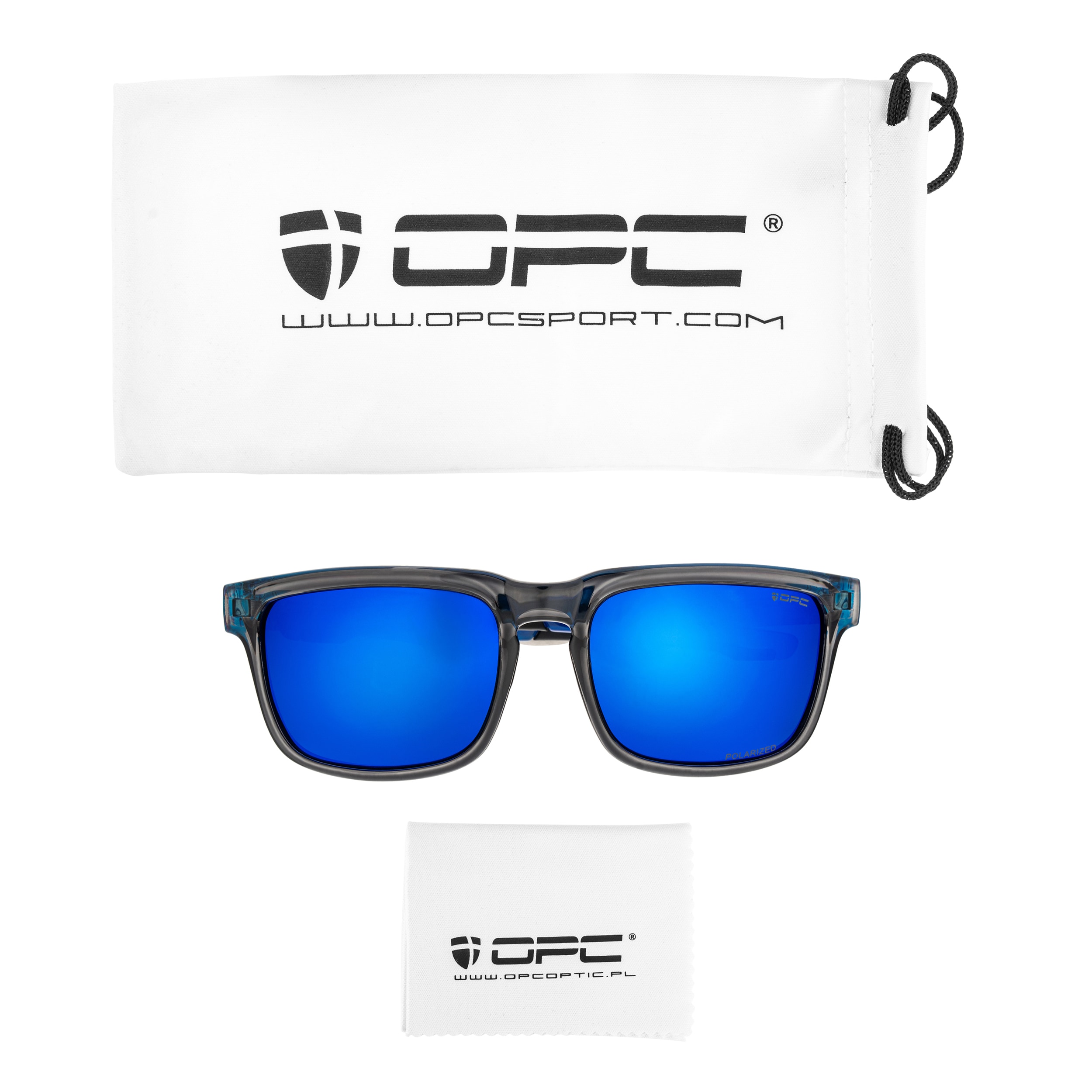OPC Lifestyle California sunglasses - Black Matt Blue Revo Polarised
