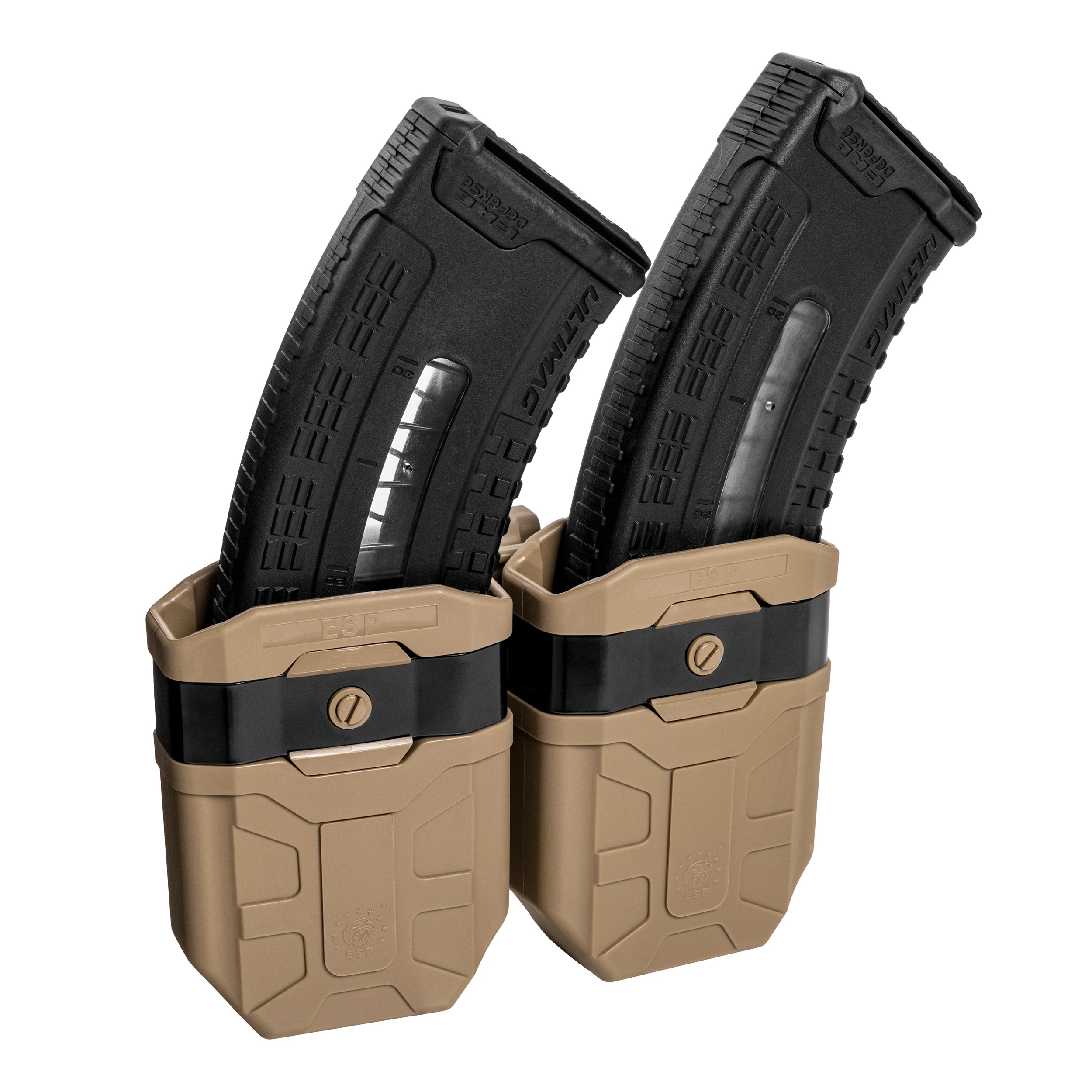 ESP Double pouch with UBC-03 Clip mount for 7.62 x 39 mm magazines - Khaki