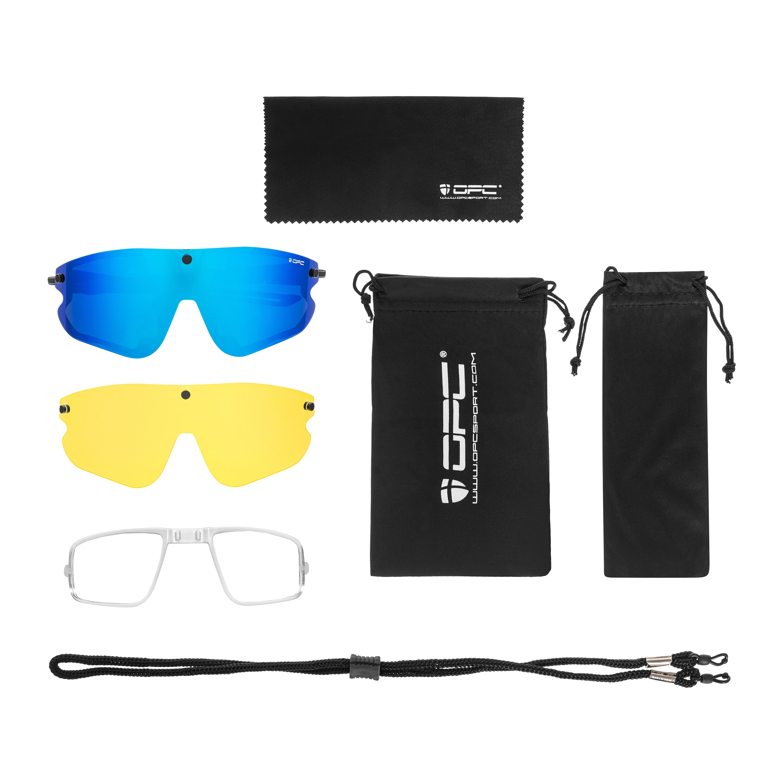 OPC All Round Morpho REVO Sunglasses - Matt Black/Blue/Yellow Set