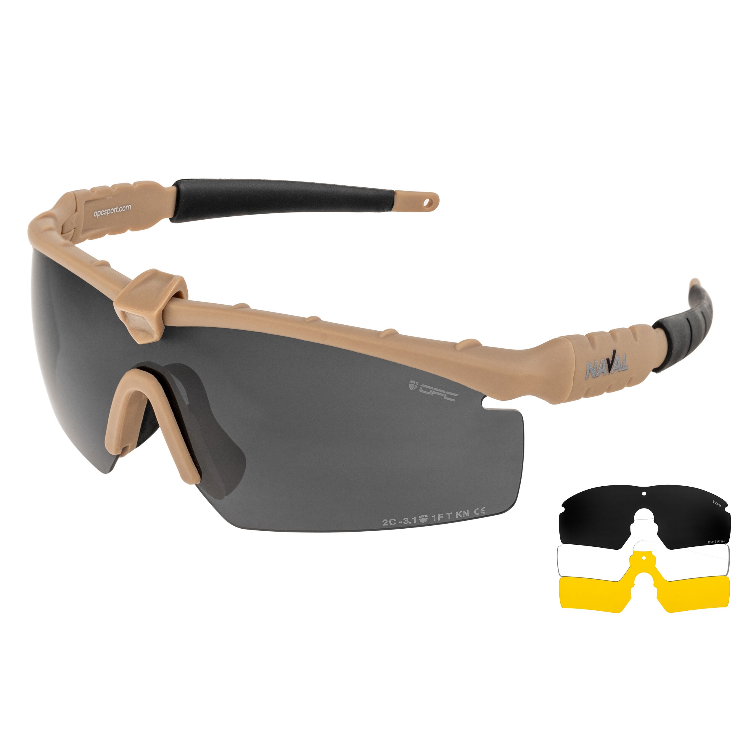 OPC Tactic Naval Set Tactical Glasses - Matt Khaki/Smoke/Yellow