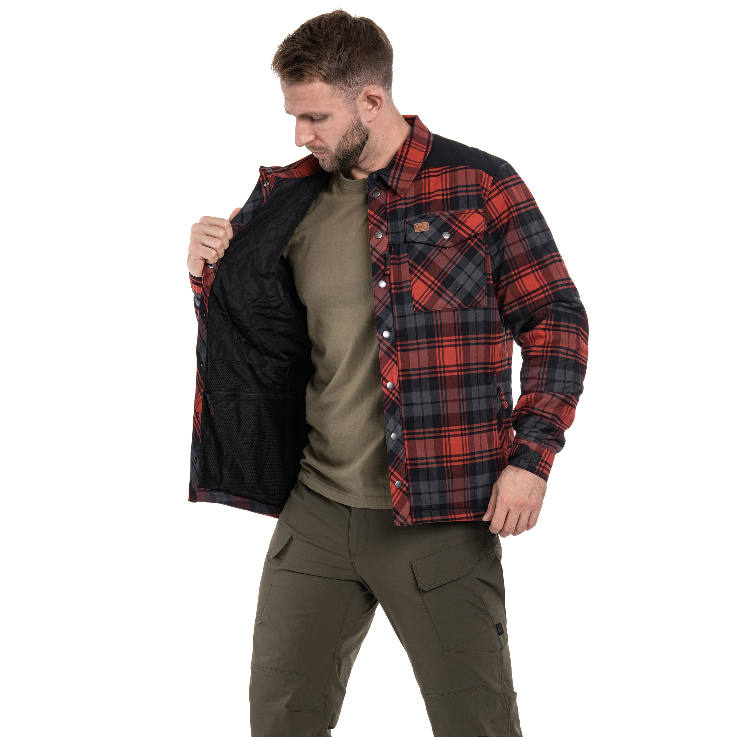 Helikon-Tex Winter Warden Long Sleeve Shirt - Slate Crimson Plaid