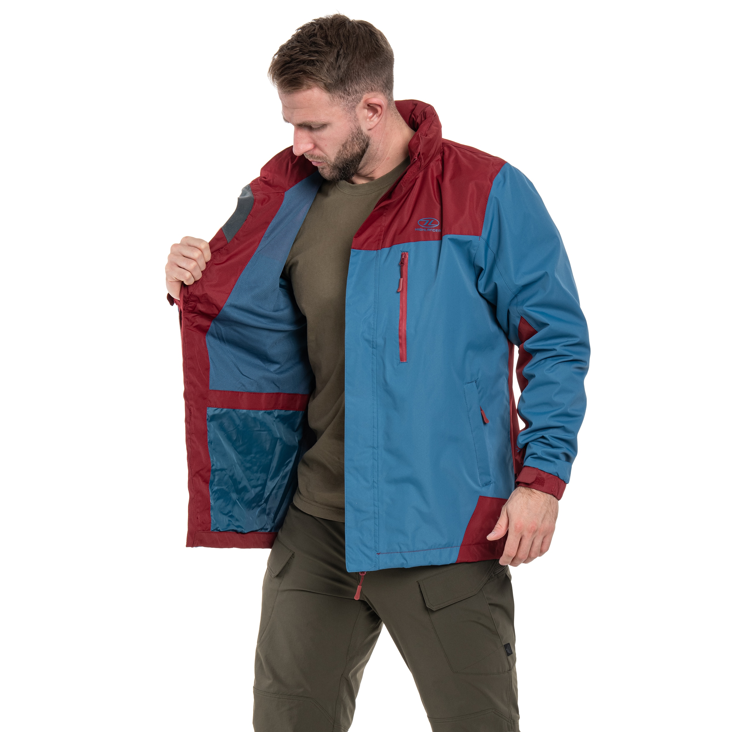 Highlander Outdoor Kerrera Jacket - Petrol / Burgundy