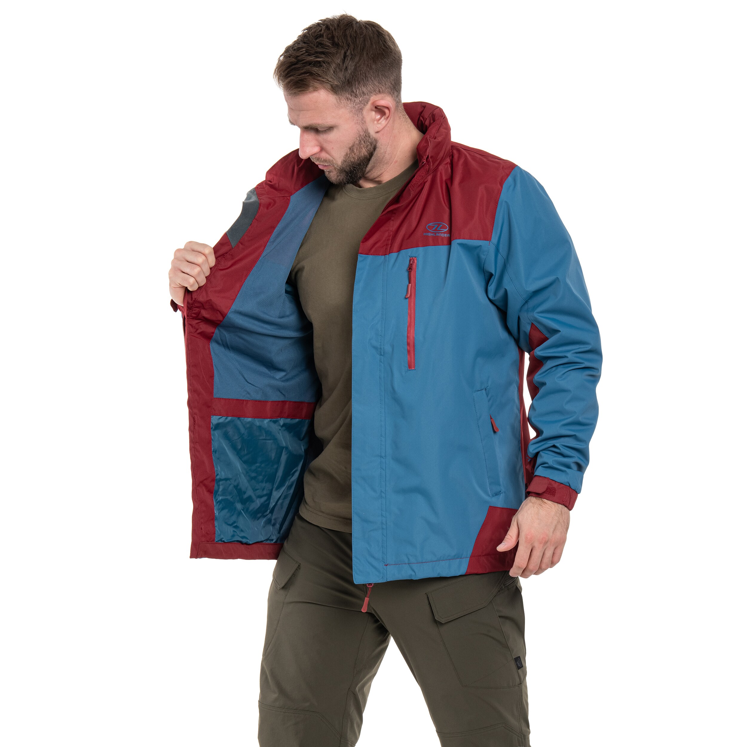 Highlander Outdoor Kerrera Jacket - Petrol / Burgundy