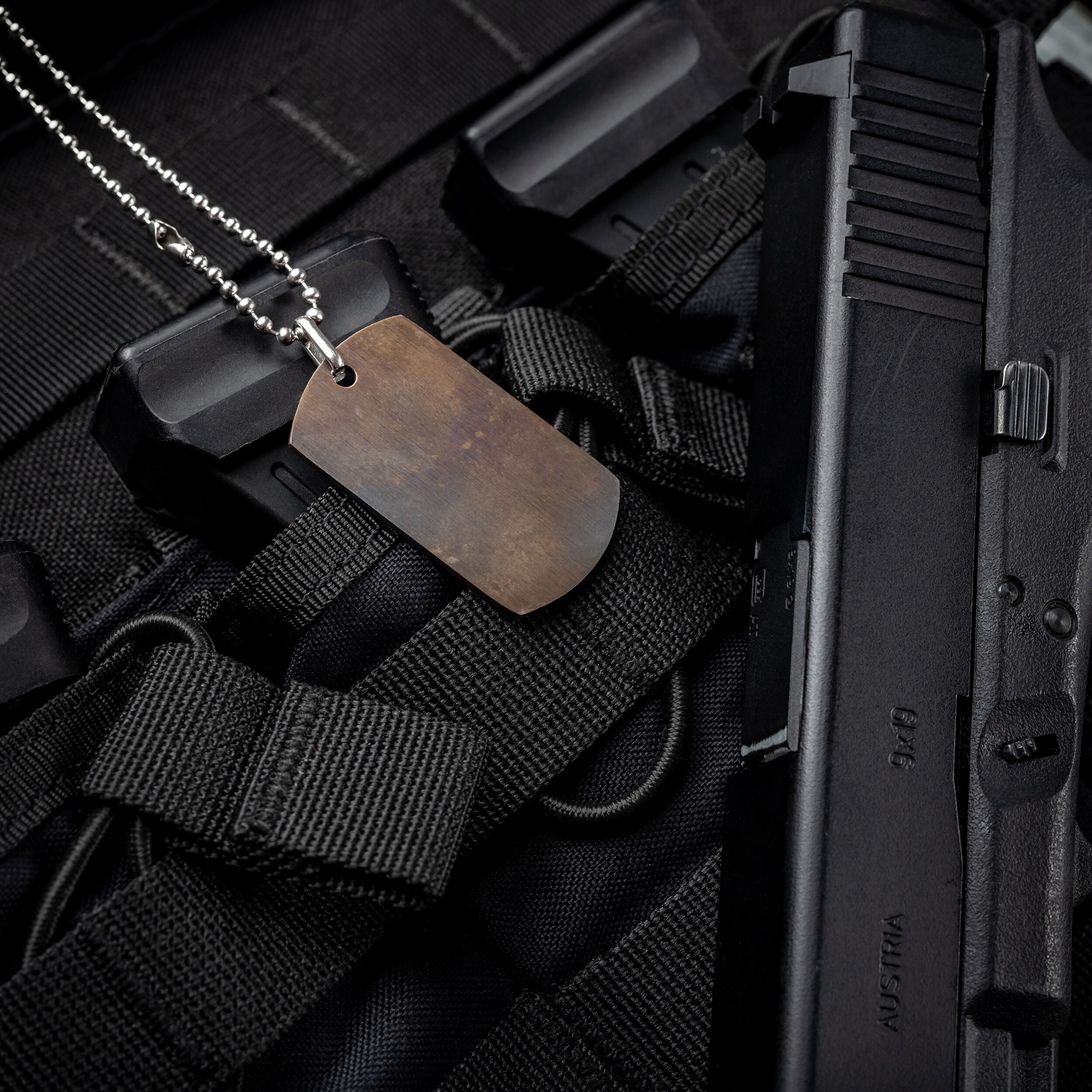 Piran stainless steel dog tag - Case Hardened