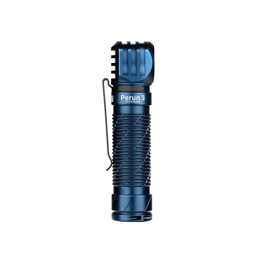 Olight Perun 3 Head and Angled Flashlight Midnight Blue with headband - 3000 lumens