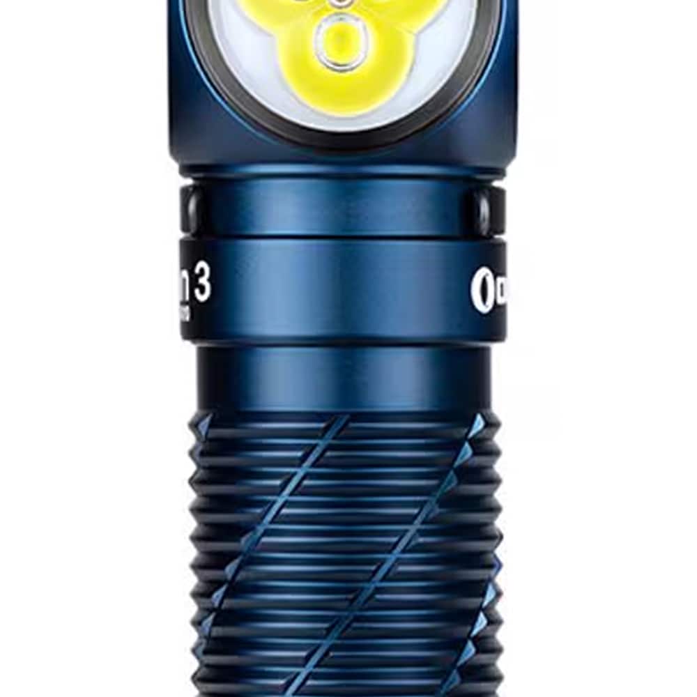Olight Perun 3 Head and Angled Flashlight Midnight Blue with headband - 3000 lumens