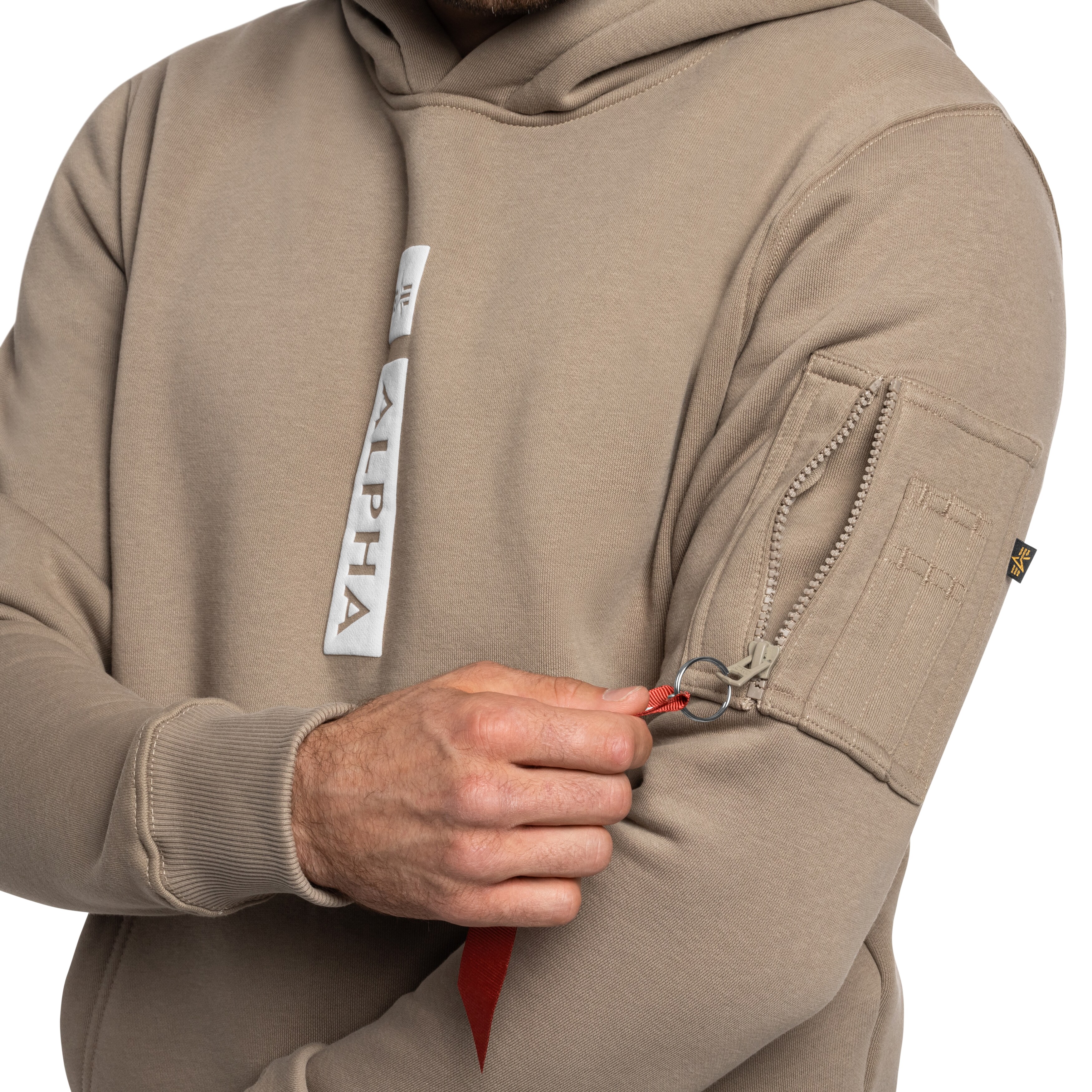 Alpha Industries Alpha Puff Print Hoodie - Vintage Sand