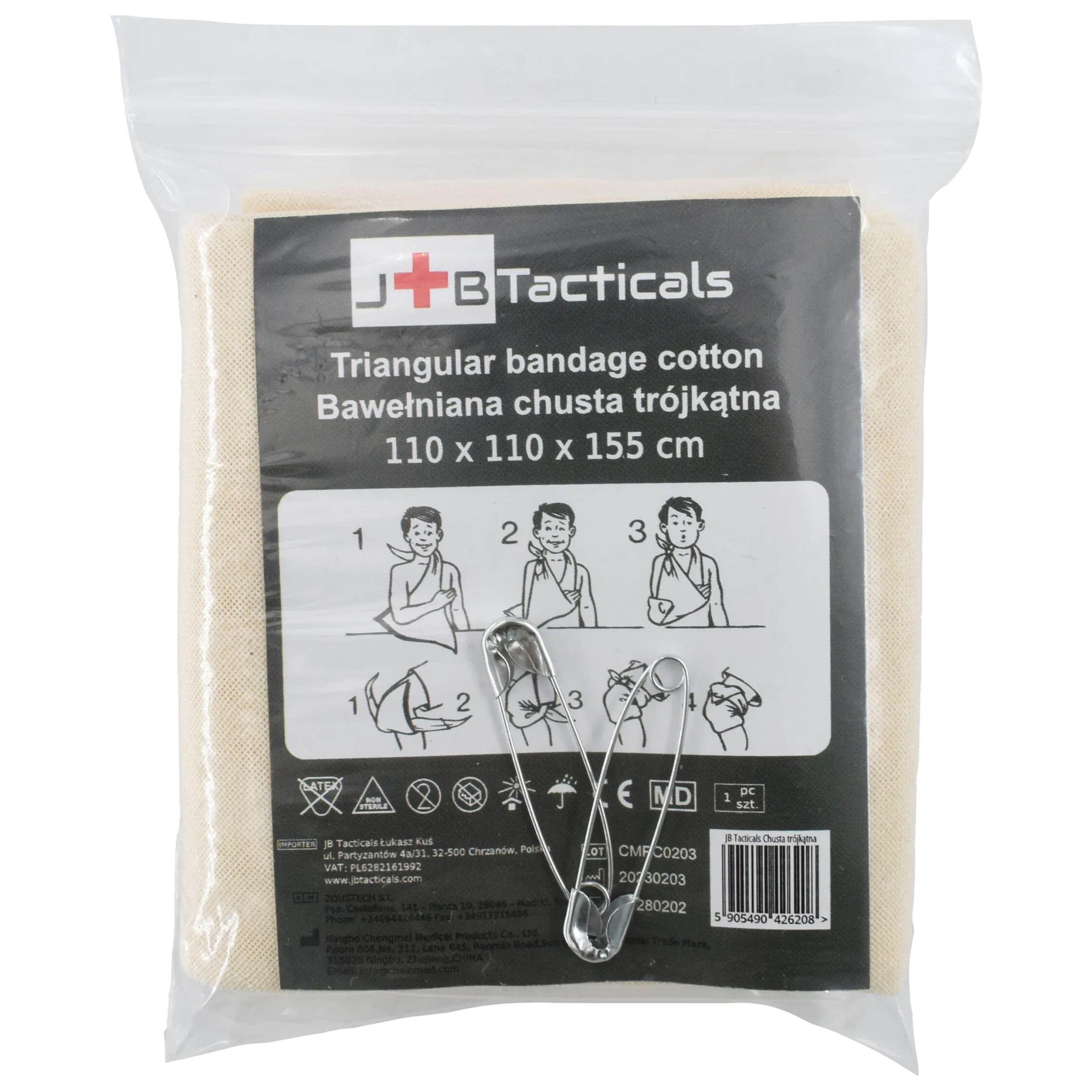 JB Tacticals Triangular Bandage Sling 110 x 110 x 150 cm