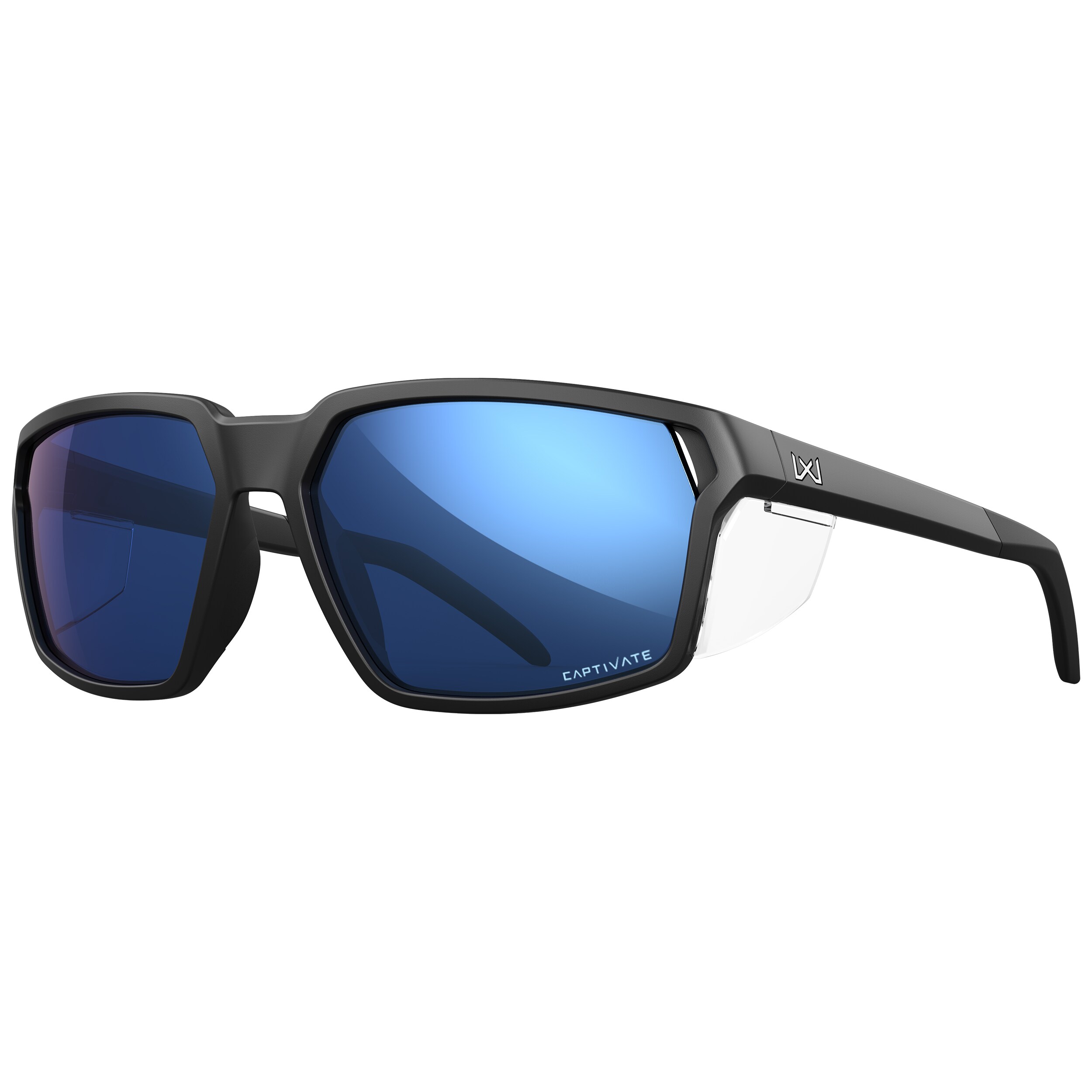 Wiley X Sierra Polarized Matte Black Frame Tactical Glasses - Blue Mirror
