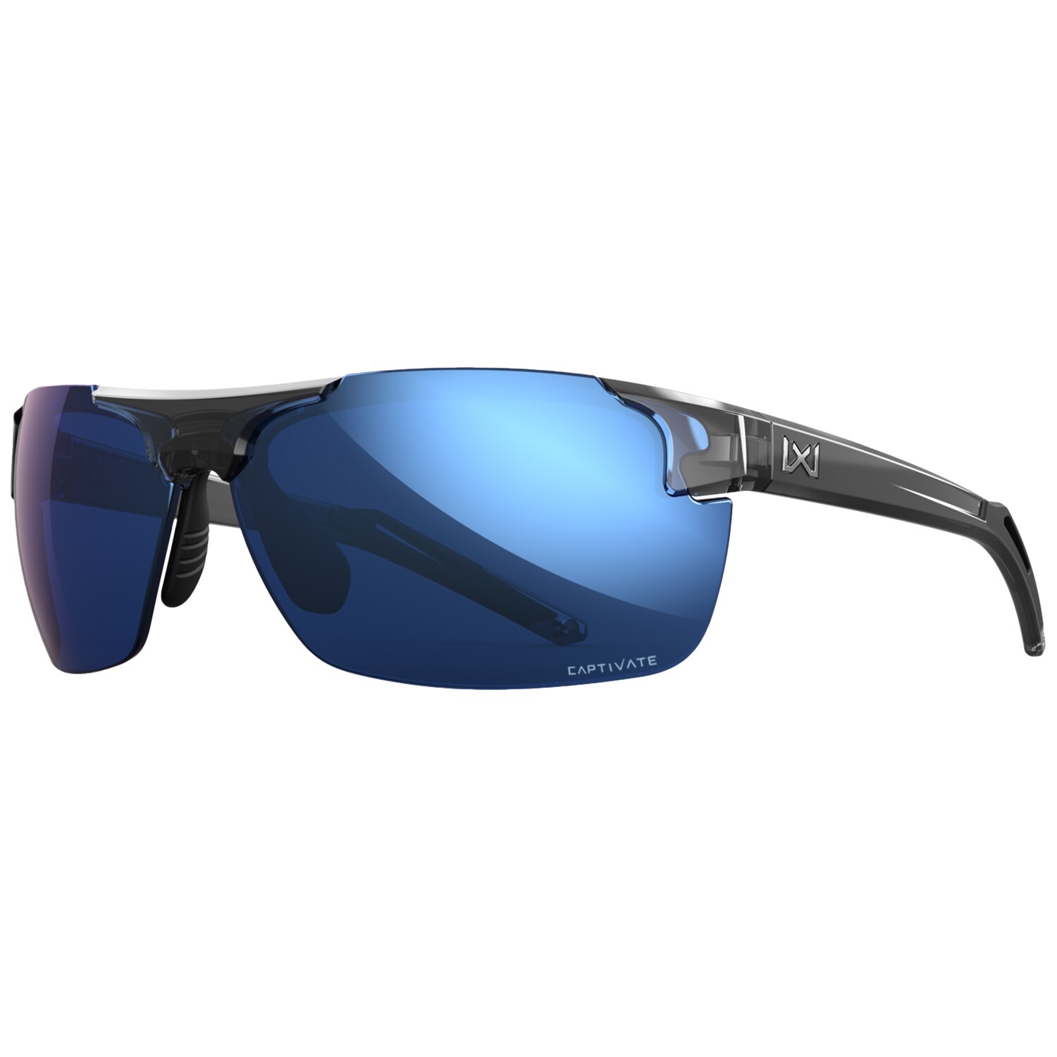 Wiley X Prime Tactical Glasses - Captivate Polarized Blue Mirror/Gloss Crystal Grey