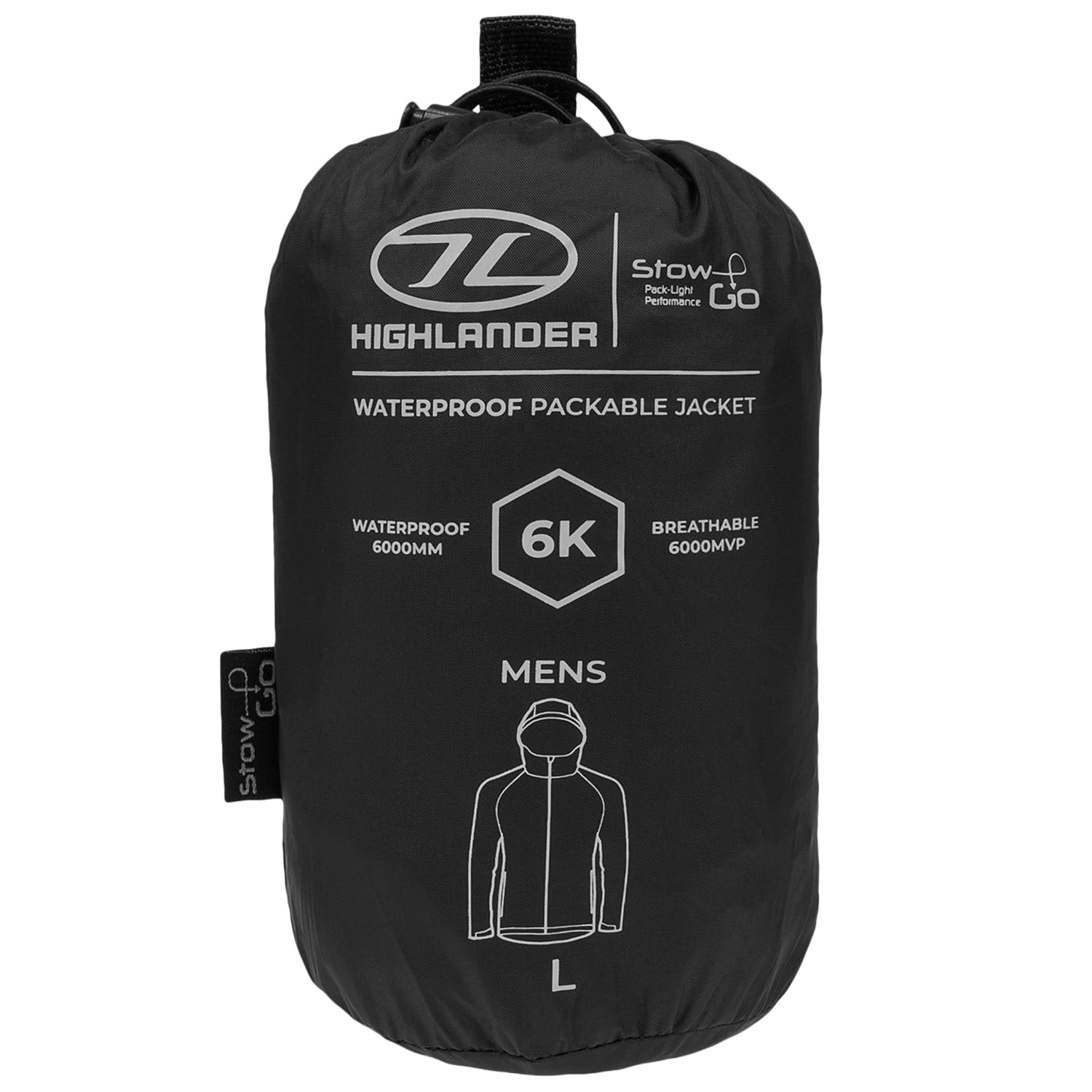 Highlander Outdoor Stow & Go Pack Away Jacket - Black