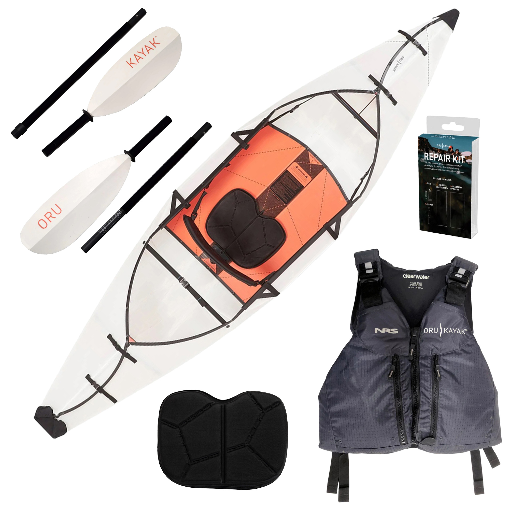 Oru Kayak Inlet - White + Oru Kayak PFD Life Jacket + accessories - set