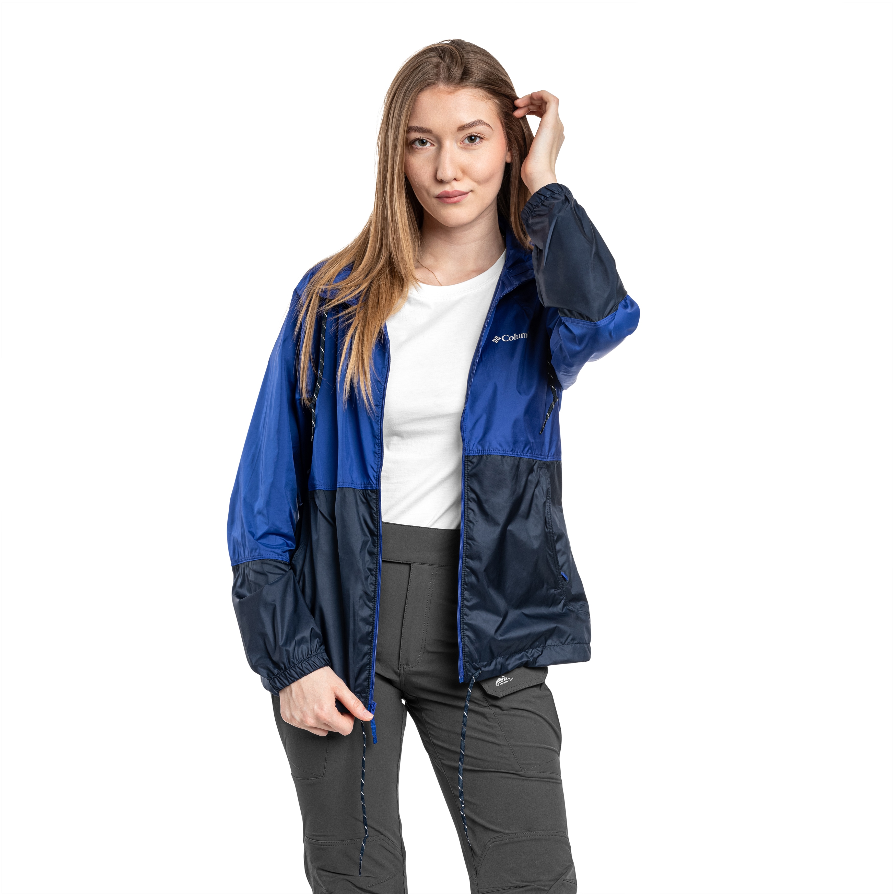 Columbia Flash Forward II Hooded Windbreaker Women's Jacket - Clematis Blue/Collegiate Navy