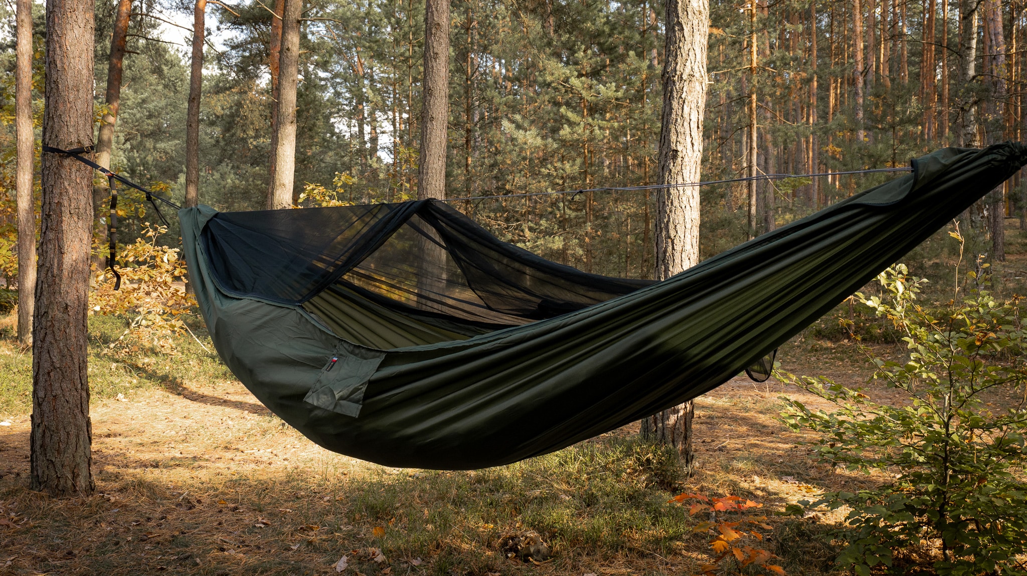 TigerWood Dragonfly V2 Long Pocket Green Ultralight Hammock - with mosquito net