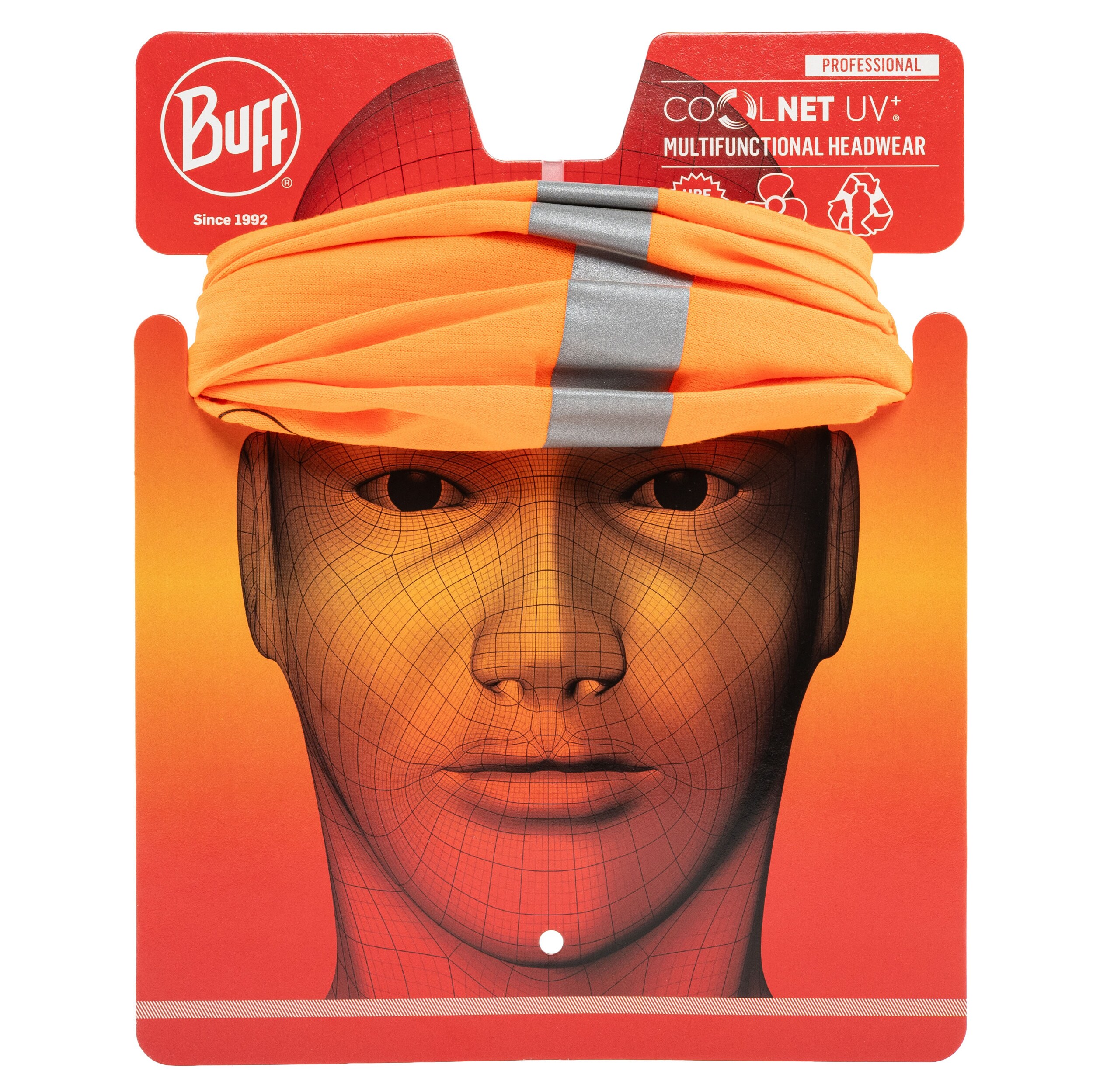 Buff Safety Coolnet UV Reflective Protective Scarf - R-Solid Orange Fluor