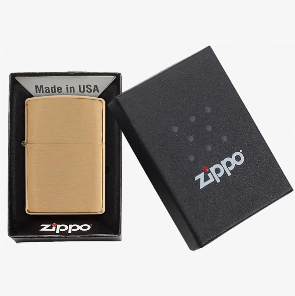 Zippo Gas Lighter - Brass Brushed