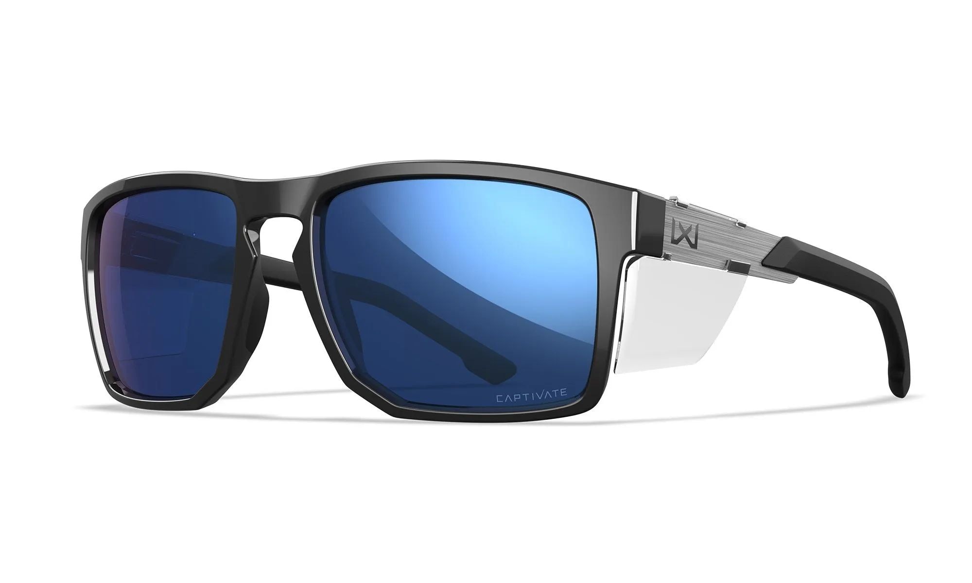 Wiley X Apex Tactical Glasses - Captivate Polarized Blue Mirror/Gloss Black