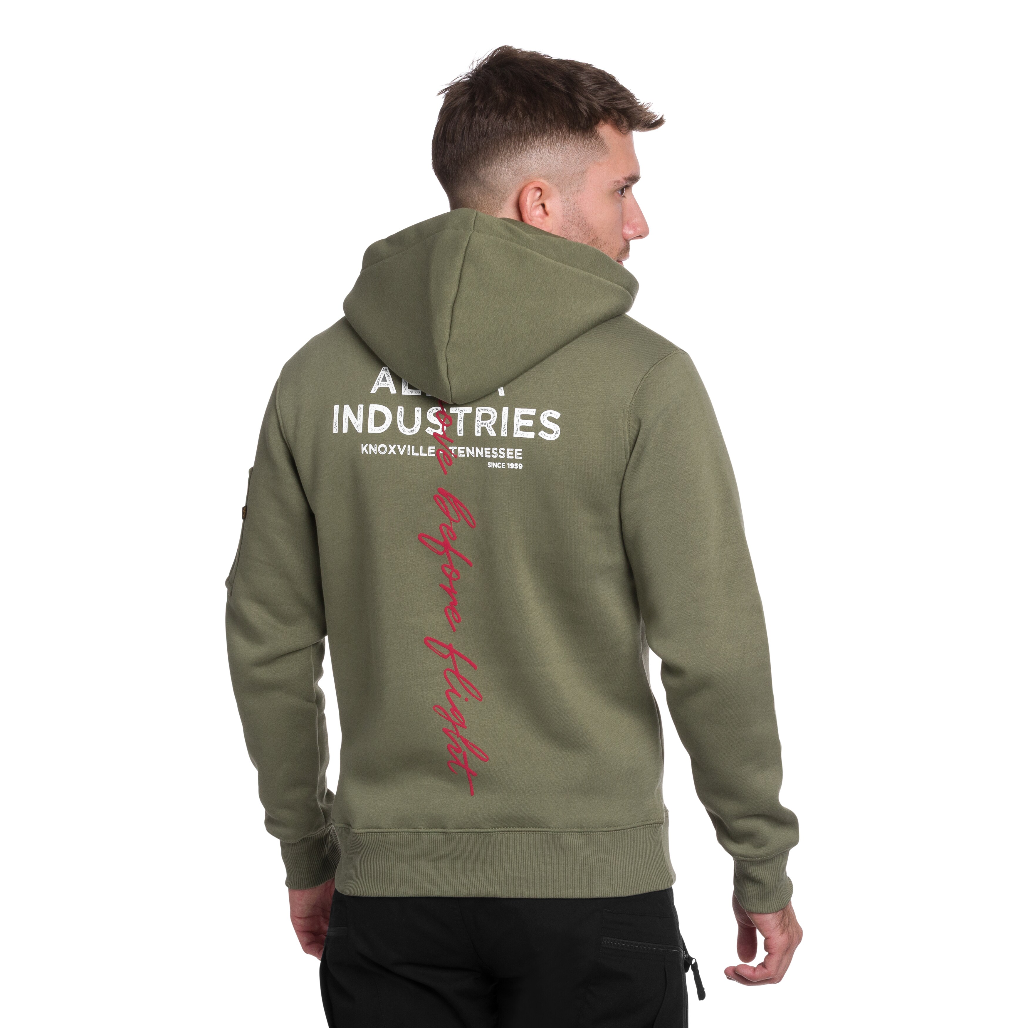 Alpha Industries Signature Back Print Hoodie - Sage Green