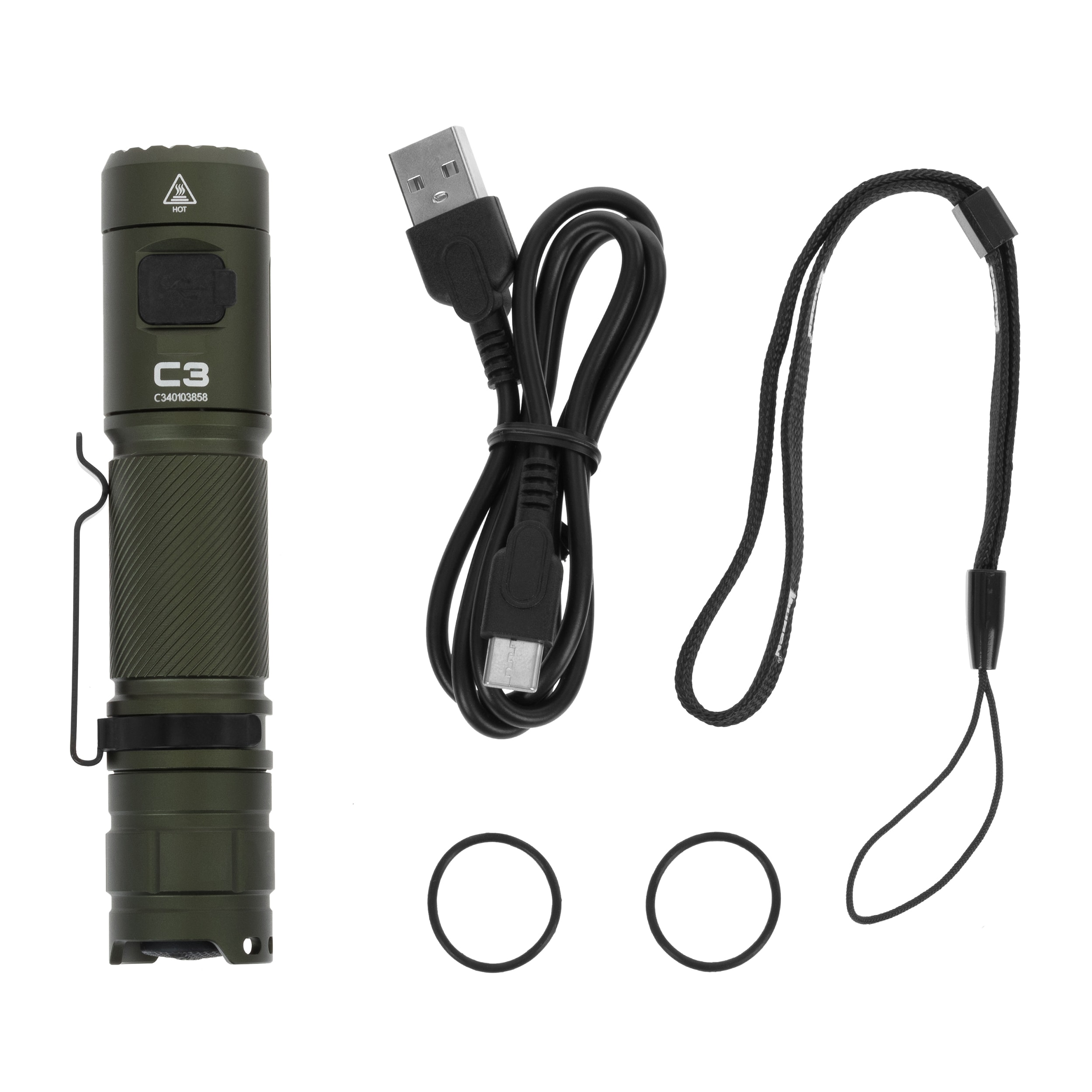 Wuben C3 Army Green Flashlight - 1200 lumens