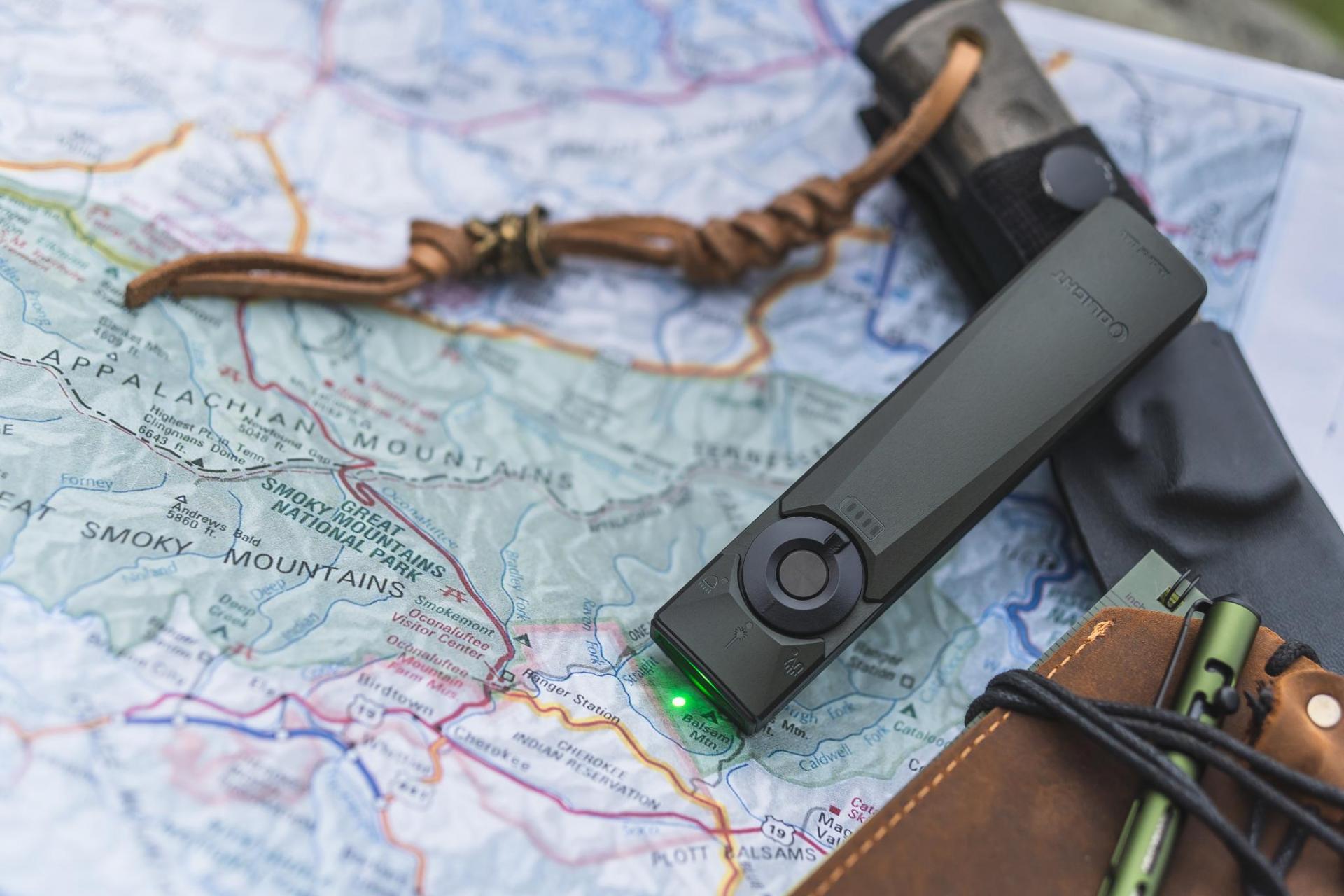 Olight Arkfeld Ultra UV Cool White Olive Grey Flashlight with Laser Pointer - 1400 lumens