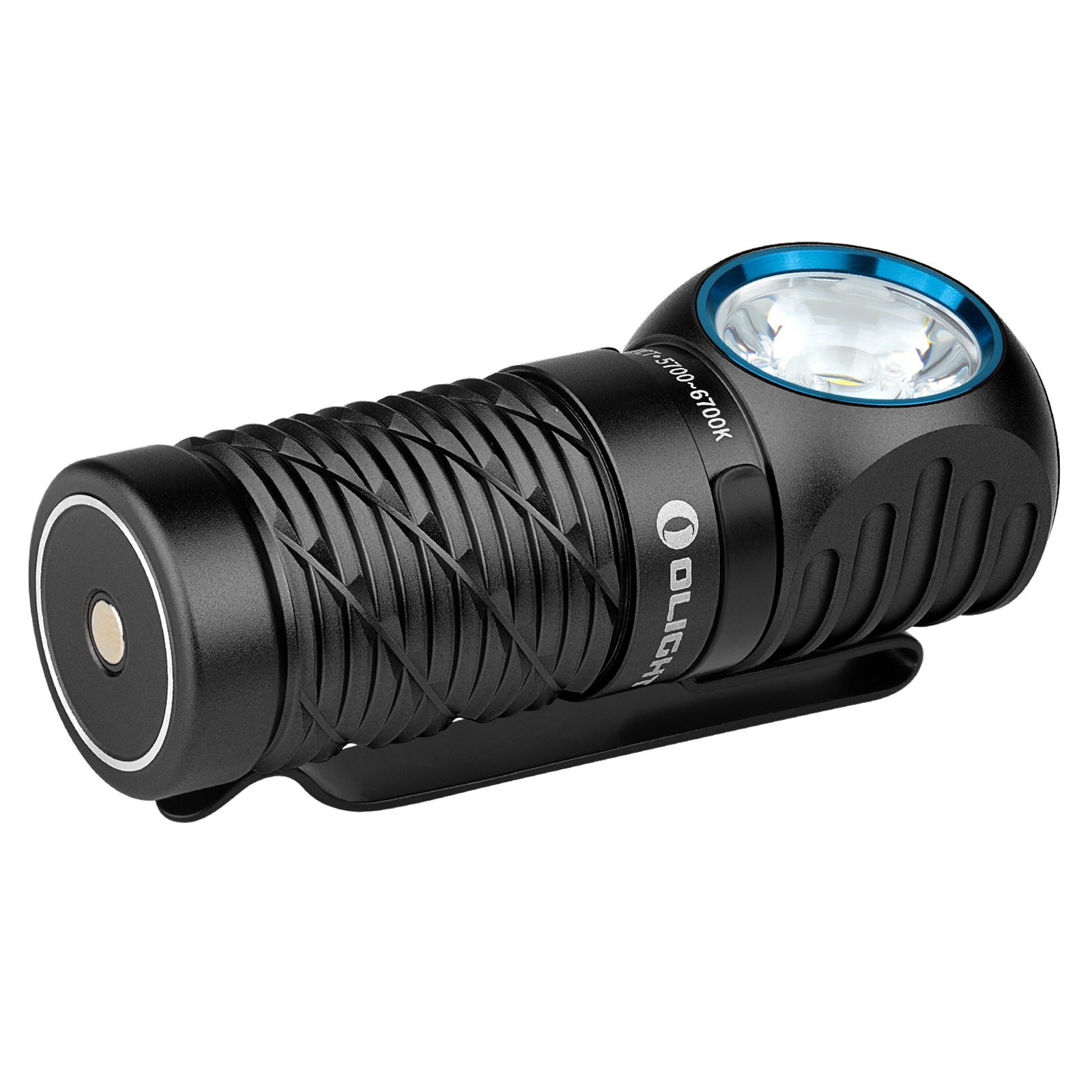 Olight Perun 3 Mini Premium Cool White Black Headlamp and Angled Flashlight with Headband - 1250 lumens