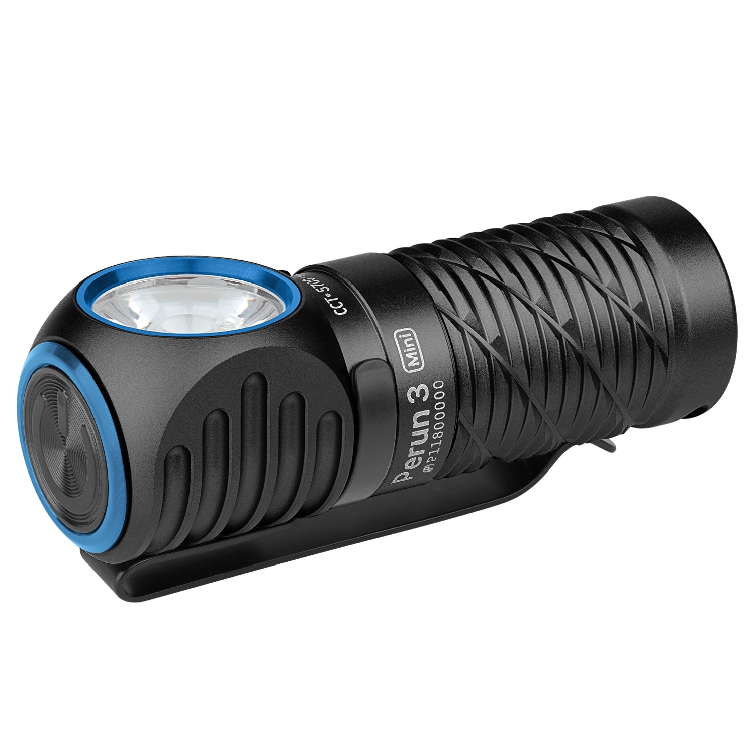 Olight Perun 3 Mini Premium Cool White Black Headlamp and Angled Flashlight with Headband - 1250 lumens