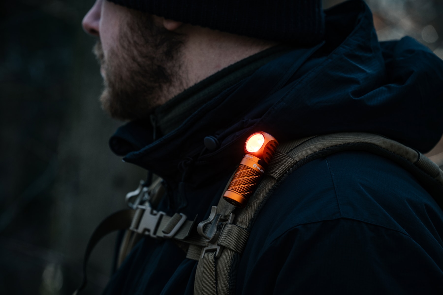 Olight Perun 3 Mini Premium Cool White Orange Headlamp and Angled Flashlight with Headband - 1250 lumens