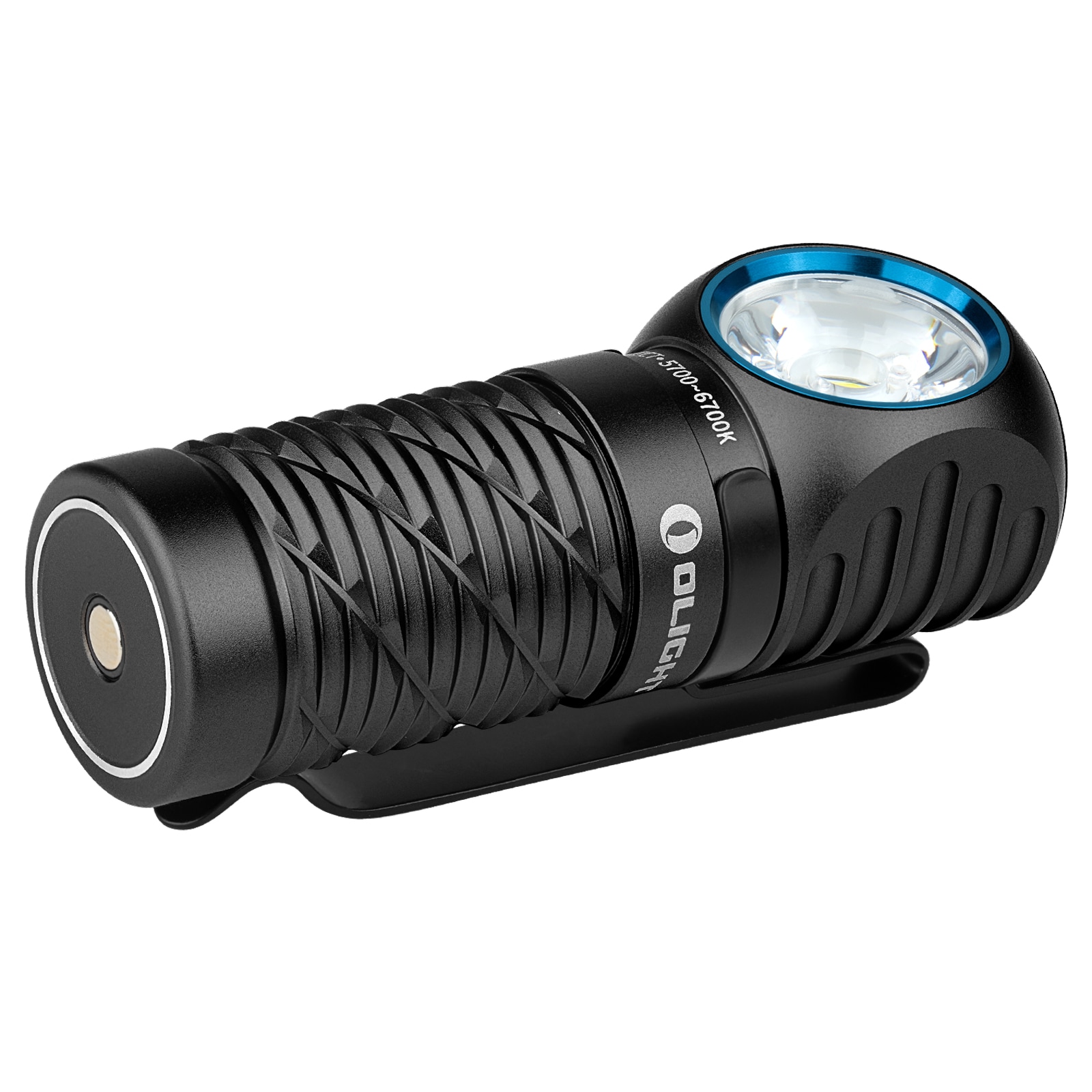 Olight Perun 3 Mini Cool White Black Headlamp and Angled Flashlight with Headband - 1250 lumens