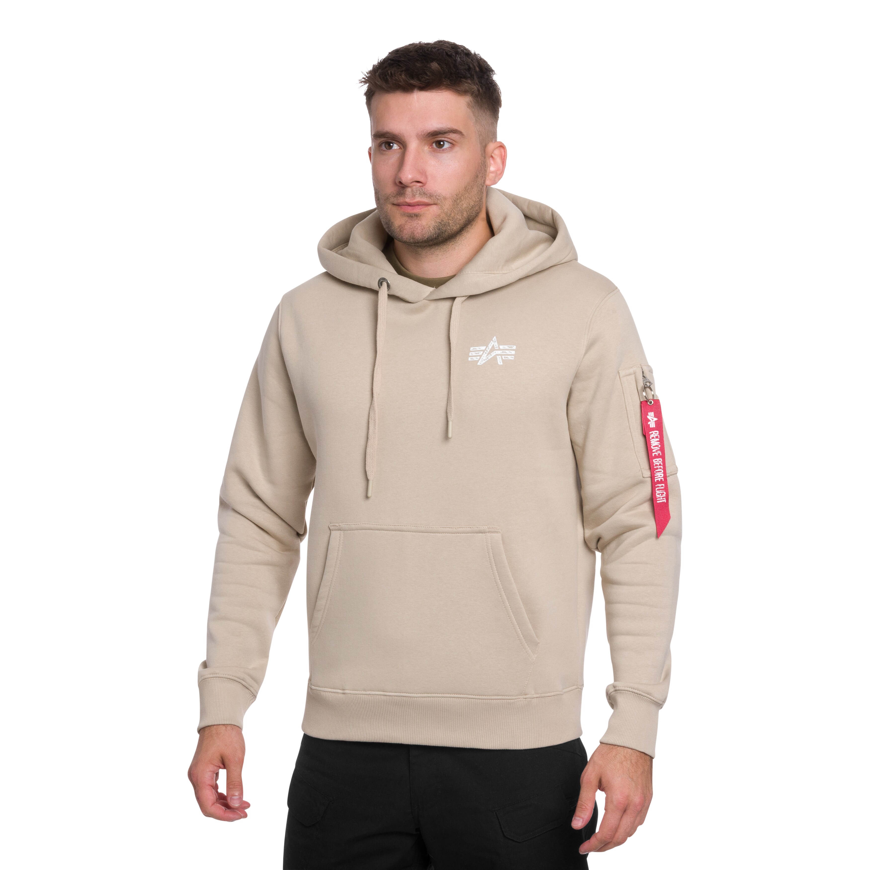 Alpha Industries Signature Back Print Hoodie - Organic Beige