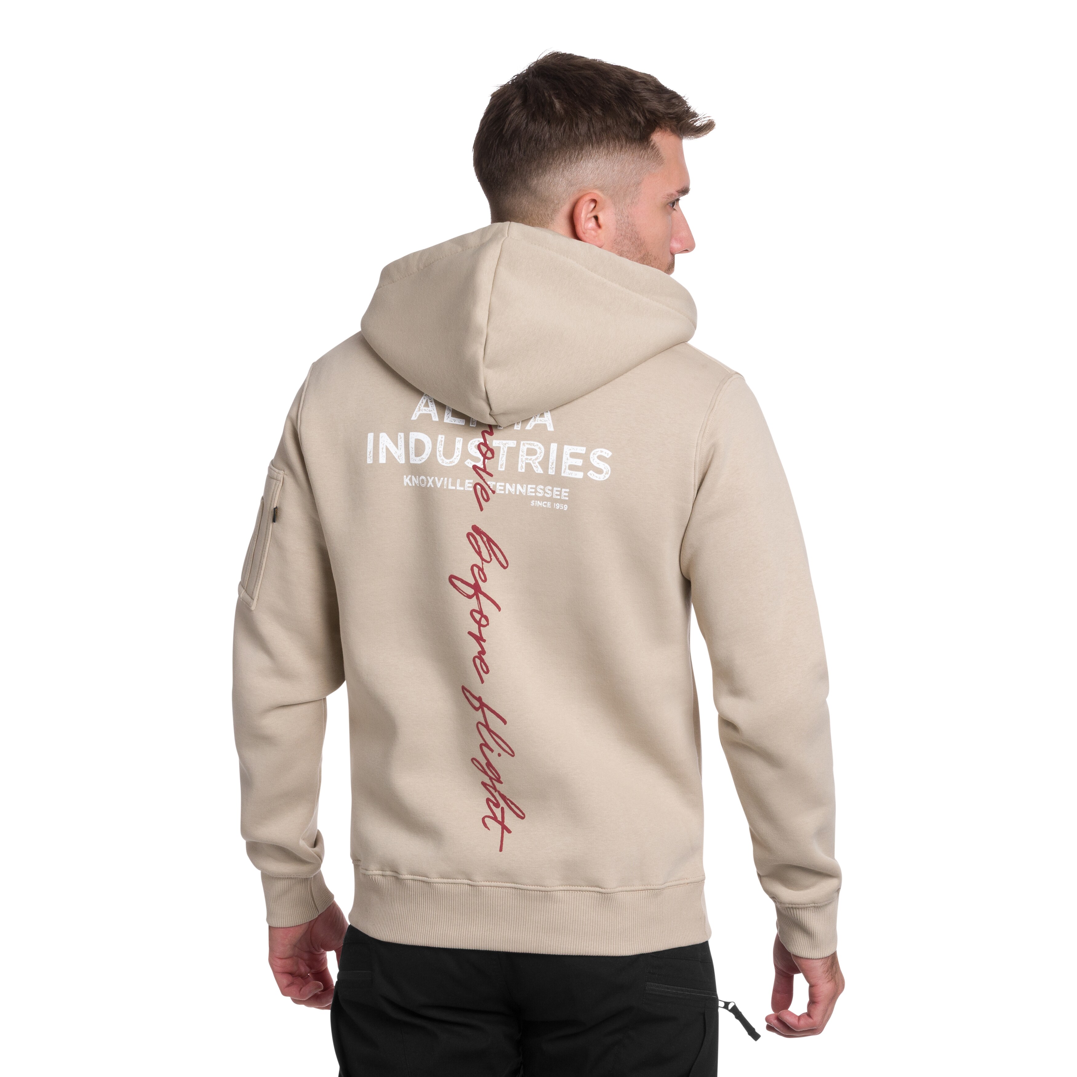 Alpha Industries Signature Back Print Hoodie - Organic Beige