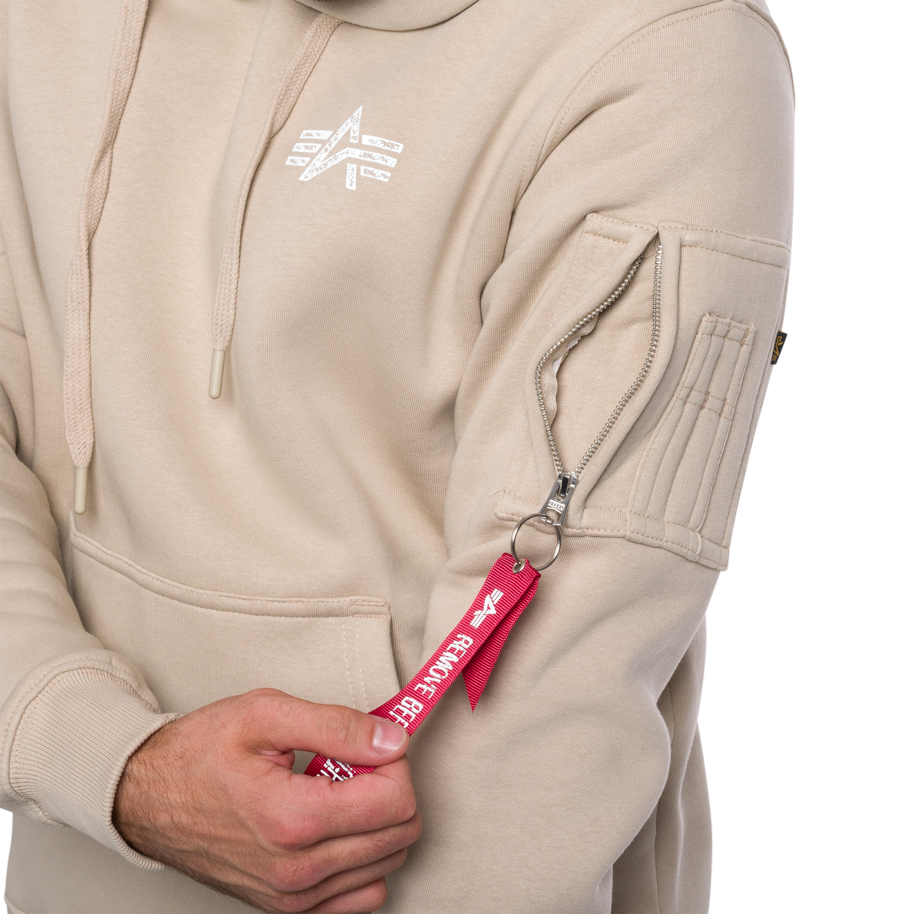 Alpha Industries Signature Back Print Hoodie - Organic Beige