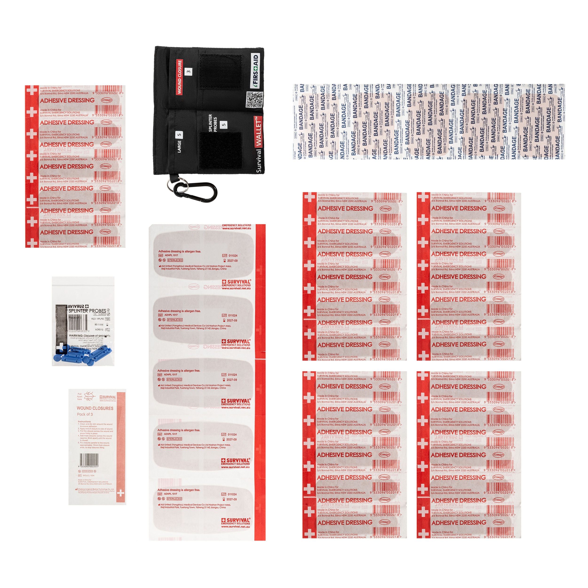 Survival Wallet First Aid Kit with equipment