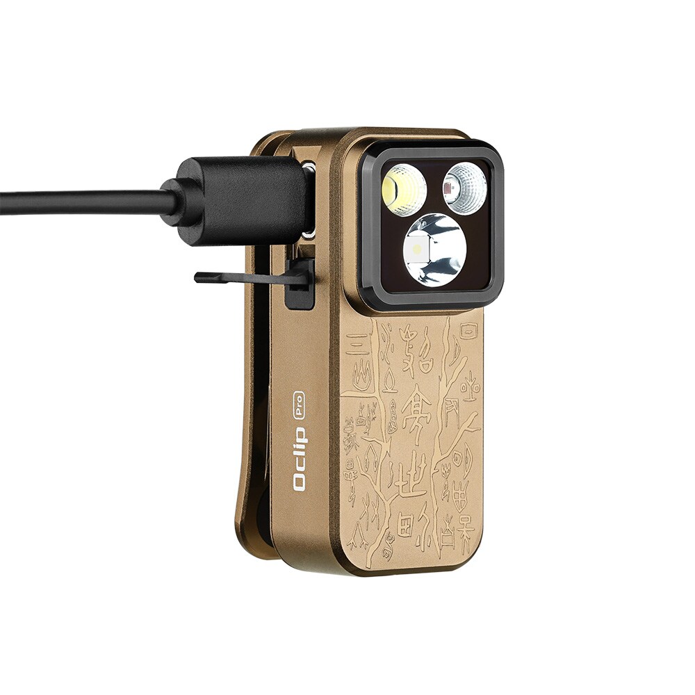 Olight Oclip Pro Ancient Script Rechargeable Flashlight - 500 lumens