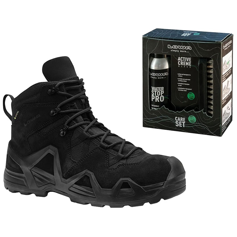 Zephyr WK GTX MID Black Boots + Care Set Lowa for footwear cleaning - set