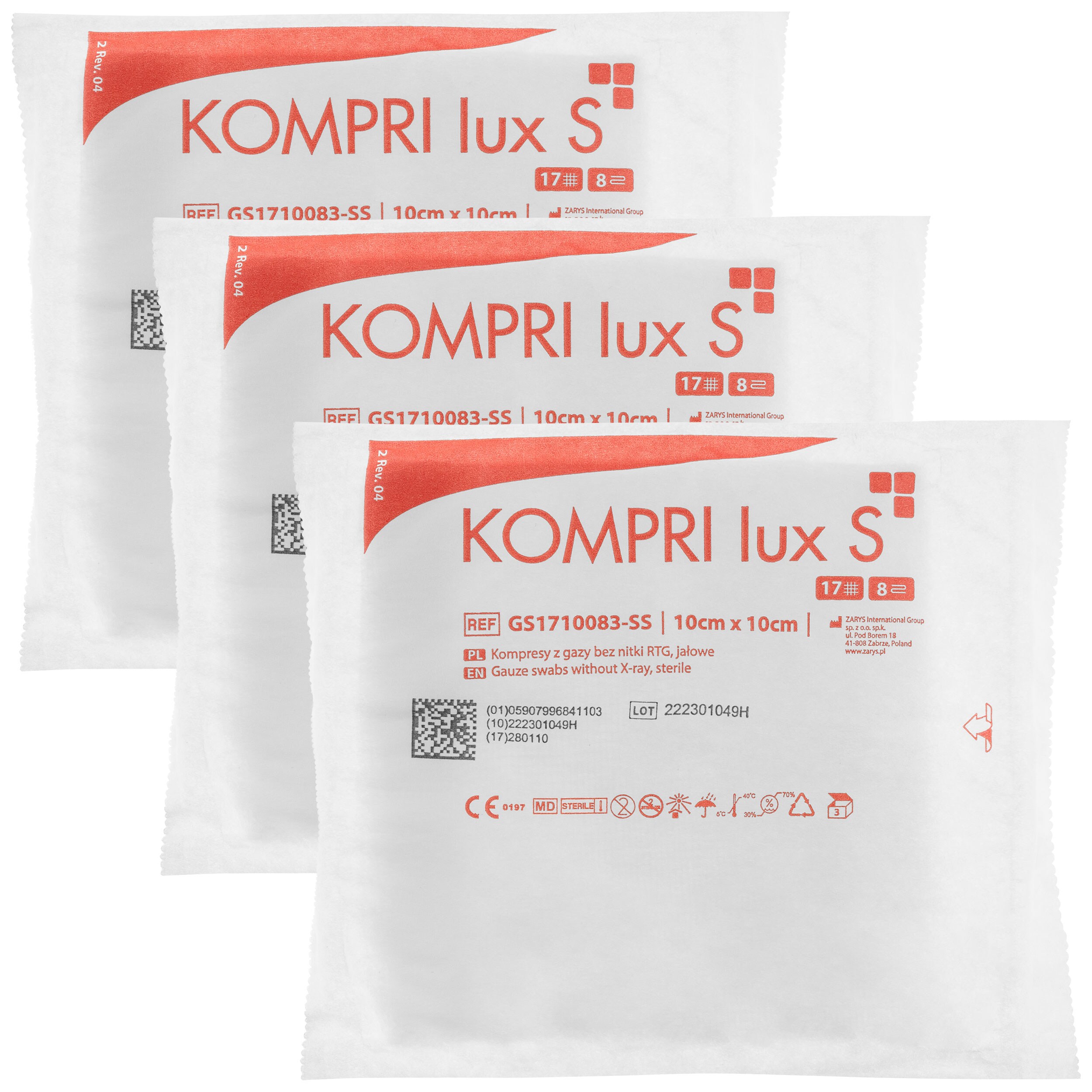 Zarys Kompri Lux S Guaze Swabs 10 x 10 cm - 3 pcs.