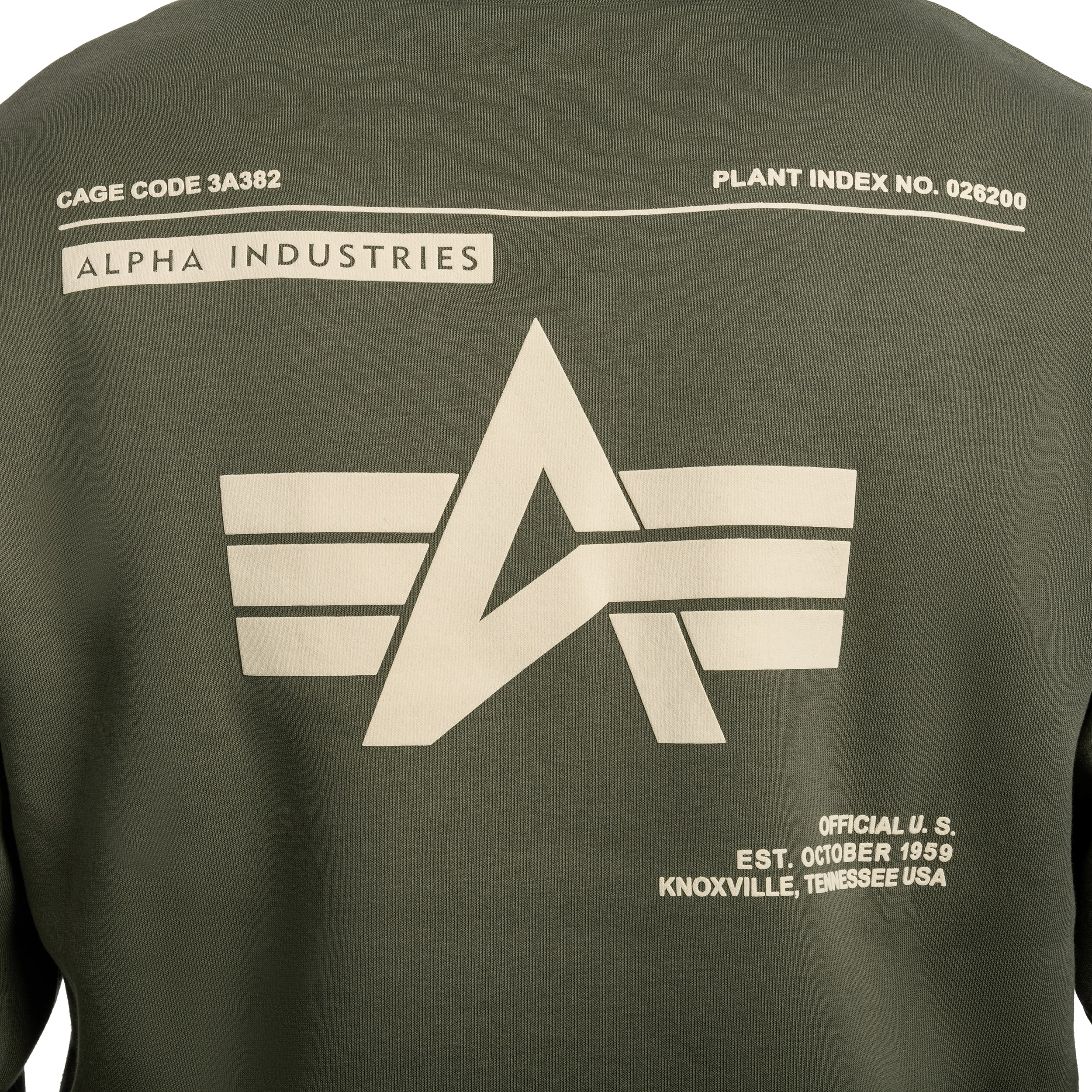 Alpha Industries Label Backprint Hoodie - Dark Olive