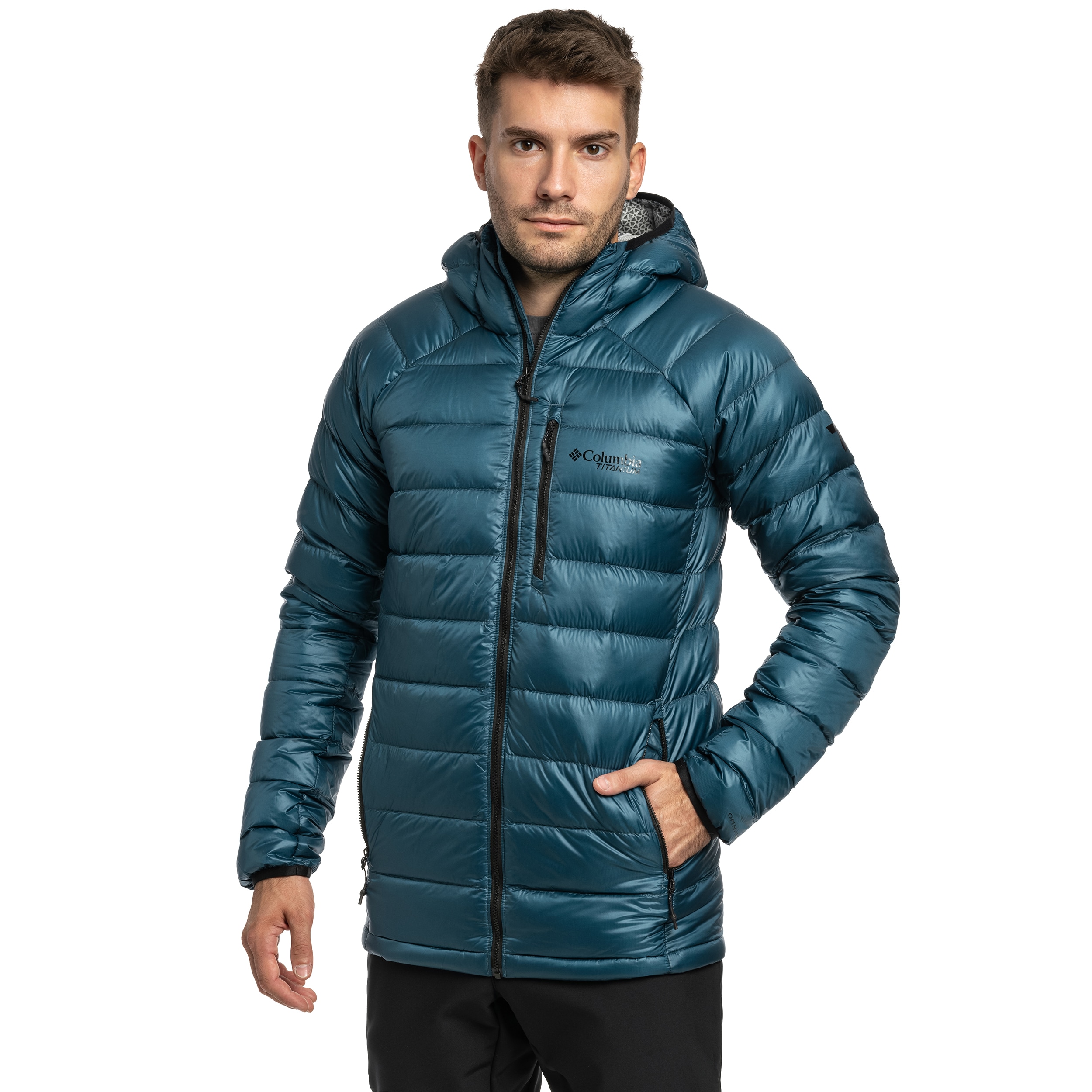 Columbia Arctic Crest Down Hooded Jacket - Everblue